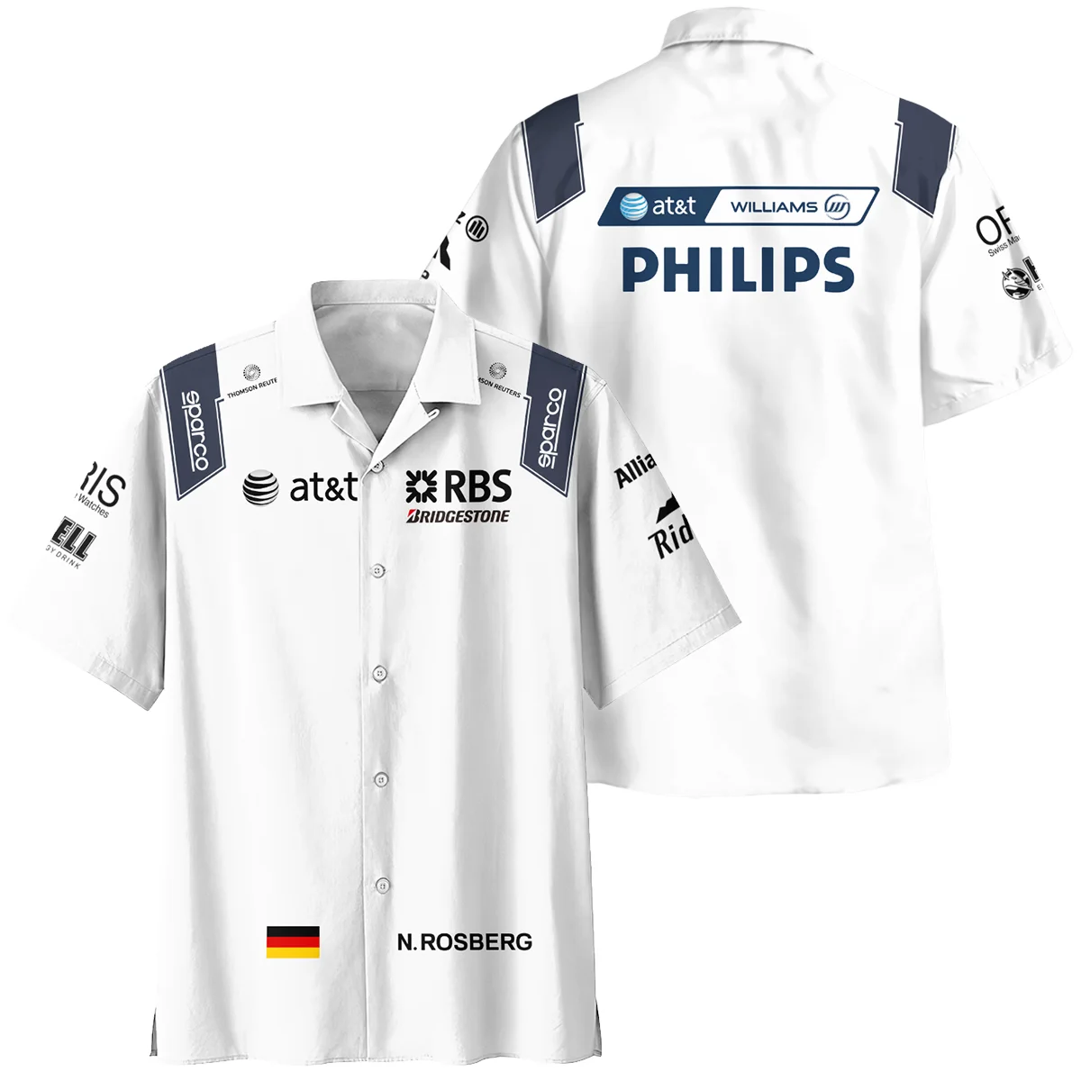2009 Nico Rosberg Racing Suit Williams F1 Hawaiian Shirt BLVANR281125A4HW - F1 Fan Gear