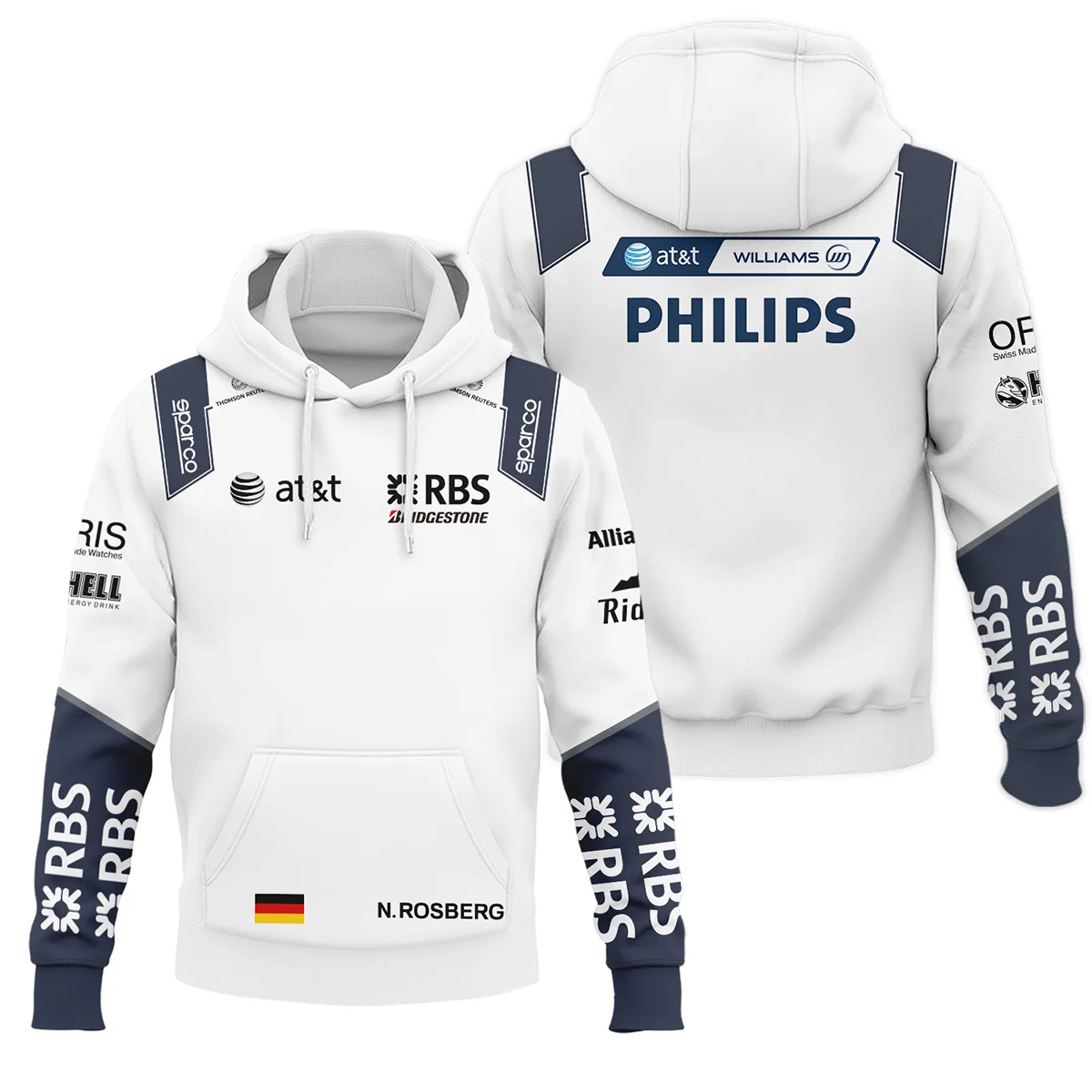 2009 Nico Rosberg Racing Suit Williams F1 Hoodie BLVANR281125A4HD - Trackside Outfit