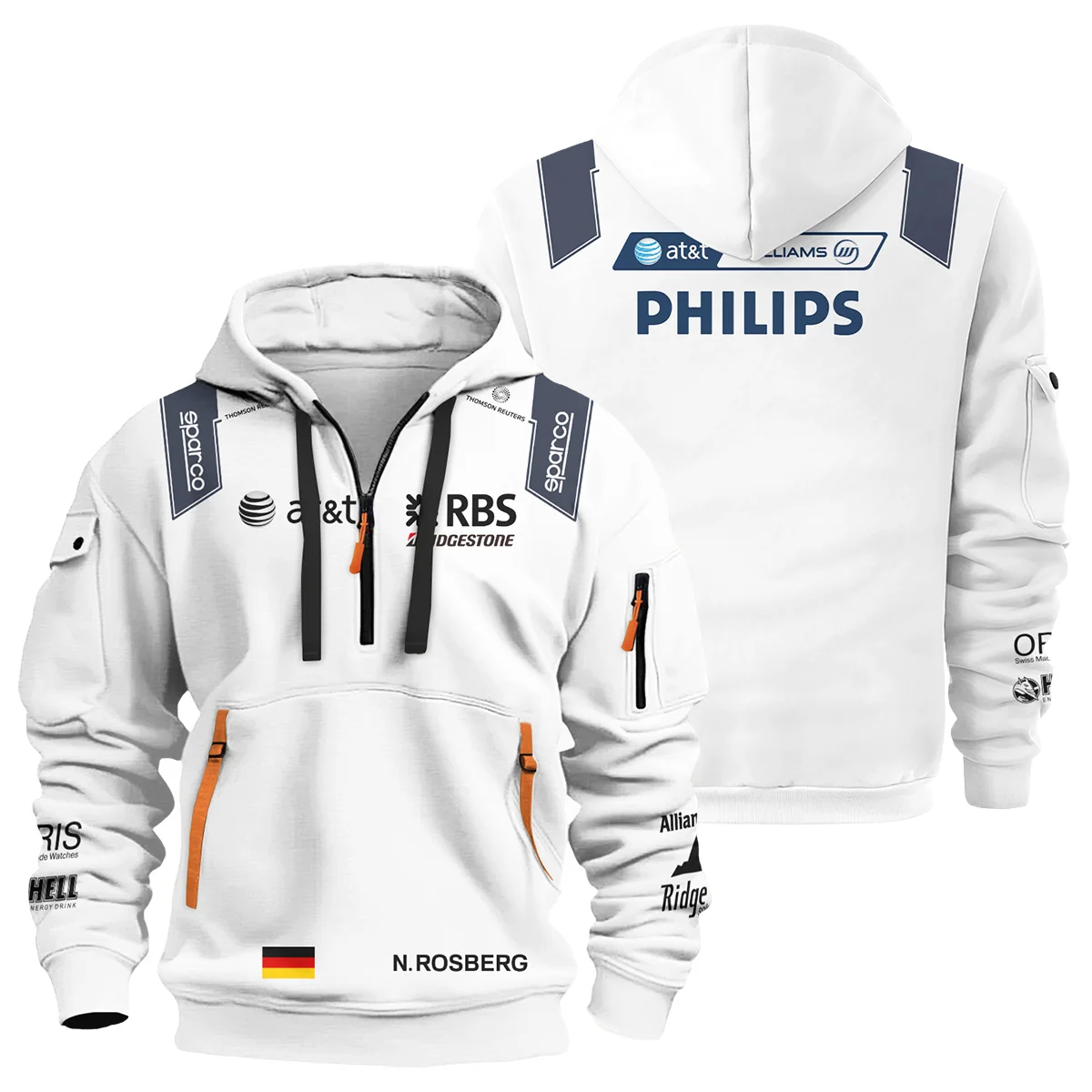 2009 Nico Rosberg Racing Suit Williams F1 Hoodie Half Zip BLVANR281125A4HDF - Race Day Outfit