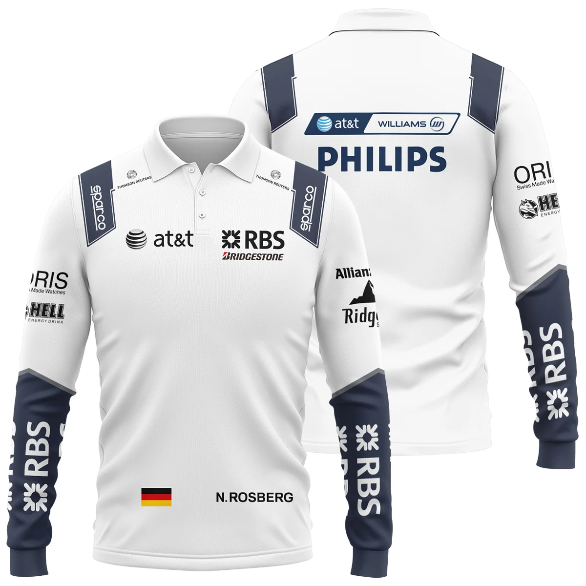 2009 Nico Rosberg Racing Suit Williams F1 Long Polo Shirt BLVANR281125A4LPL - Formula Racing Apparel