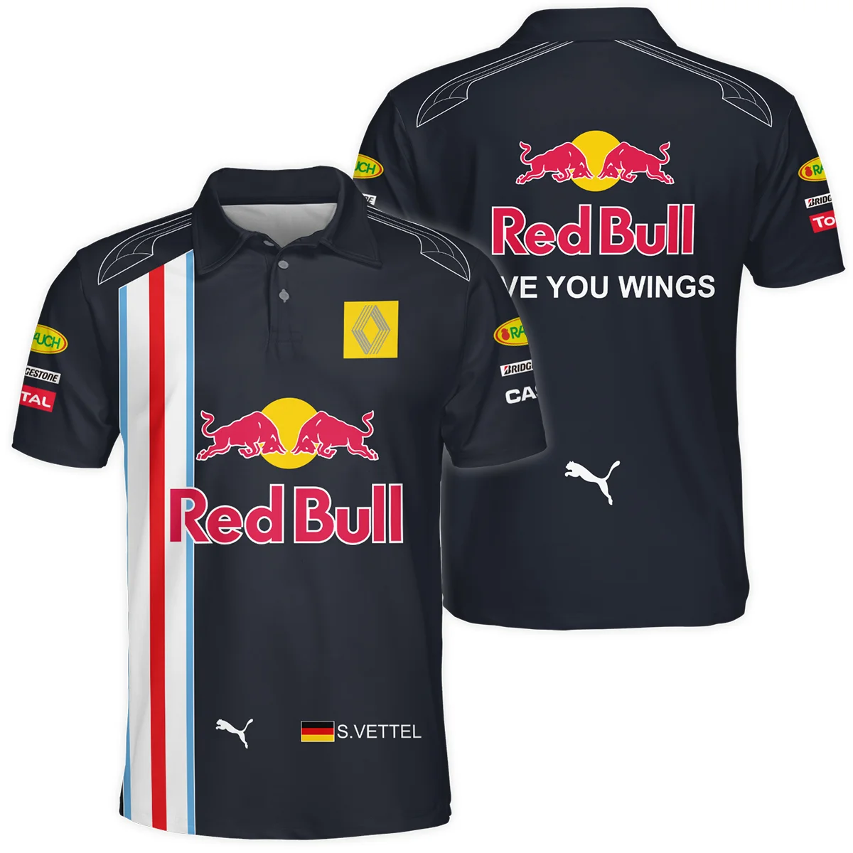 2009 Sebastian Vettel Racing Suit Red Bull Racing F1 Polo Shirt BLVASV110925A8PL - Motorsport Lifestyle Wear