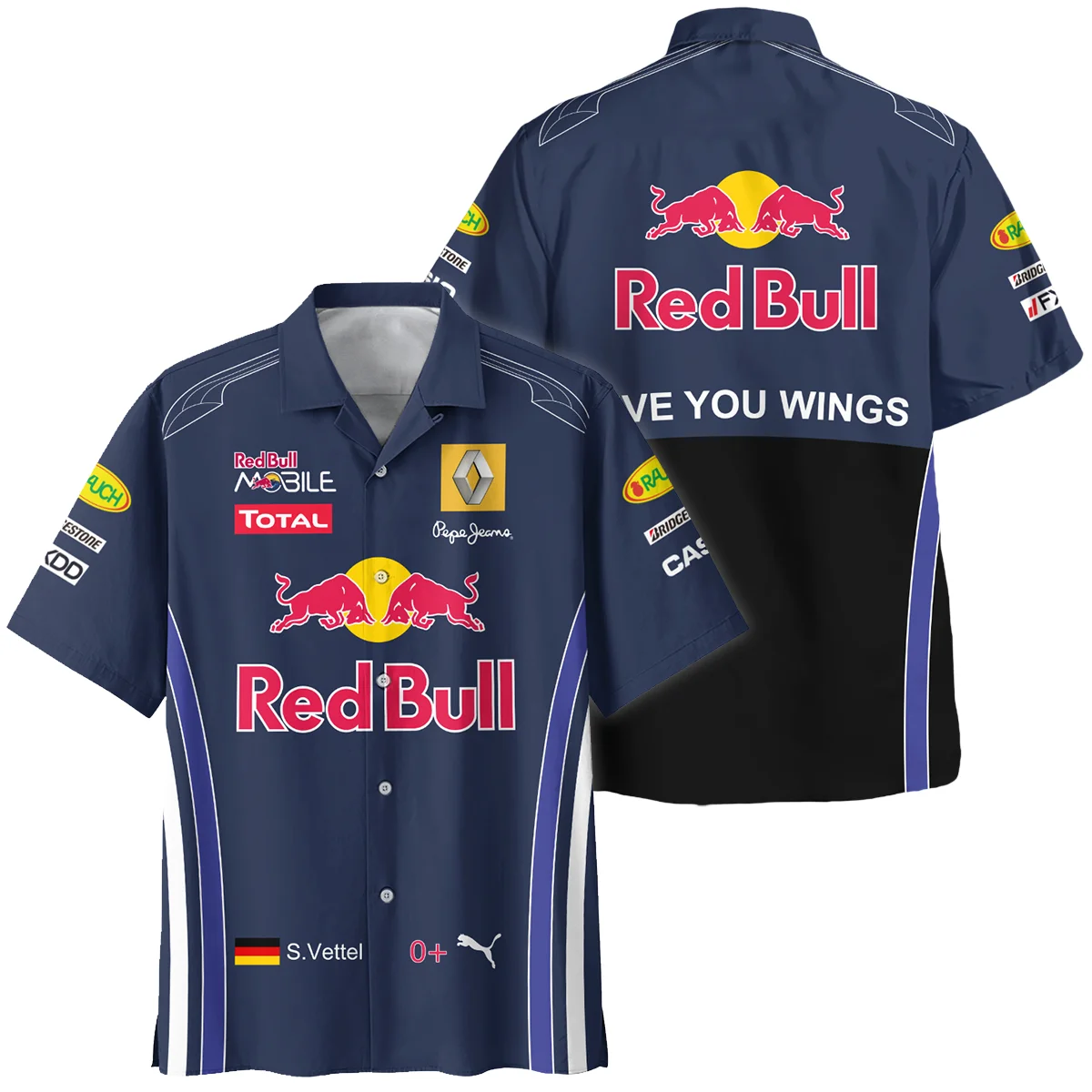 2010 Sebastian Vettel Racing Suit Red Bull Racing F1 Hawaiian Shirt BLVASV110925A7HW - Race Day Outfit