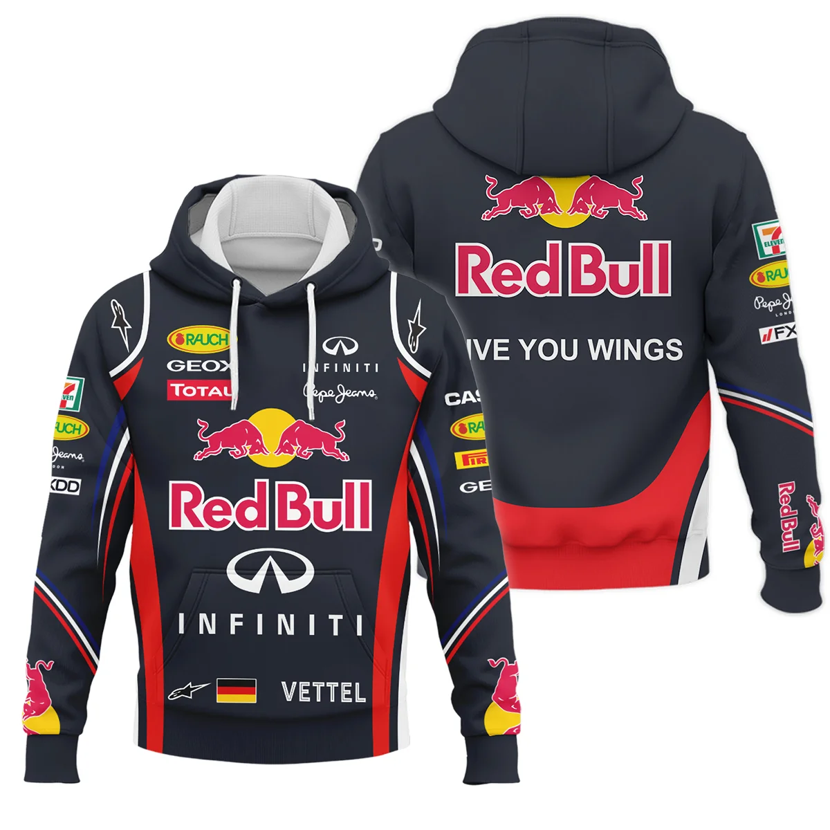 2011 Sebastian Vettel Racing Suit Red Bull Racing F1 Hoodie BLVASV110925A6HD - Pit Lane Clothing