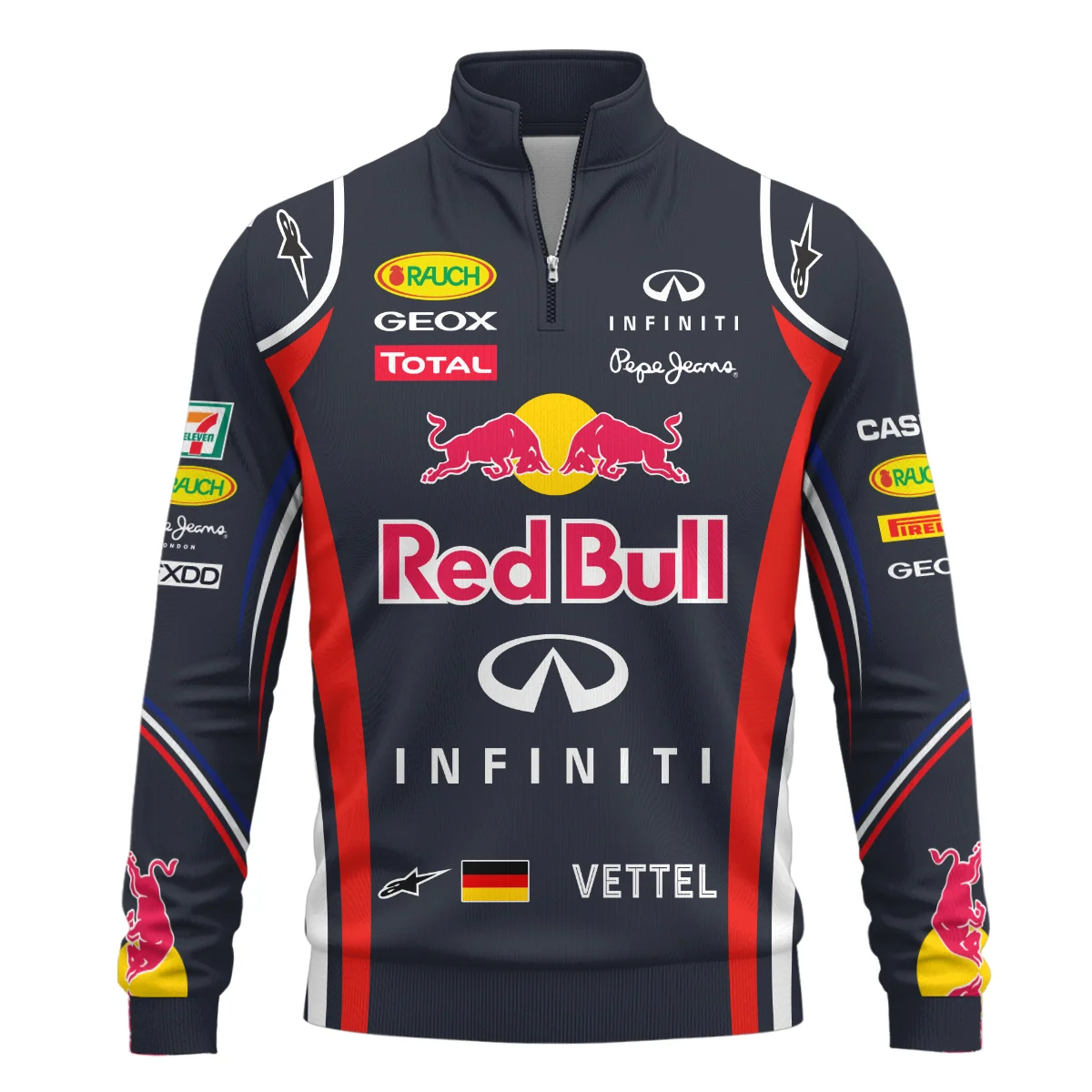 2011 Sebastian Vettel Racing Suit Red Bull Racing F1 Quarter-Zip Sweatshirt BLVASV110925A6QZS - Image 2