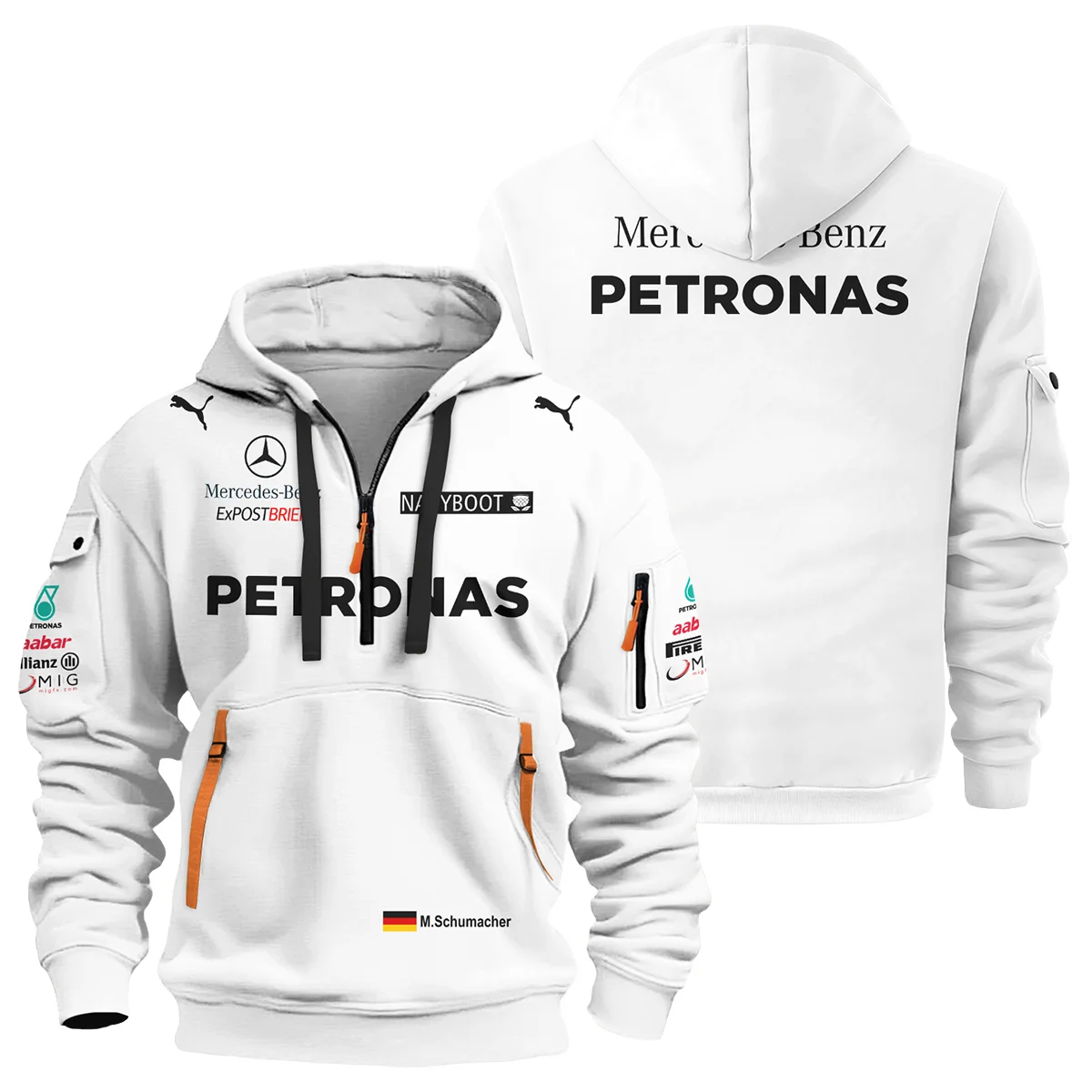 2012 Michael Schumacher Race Suit Mercedes F1 Hoodie Half Zip BLVAMC020925A2HDF