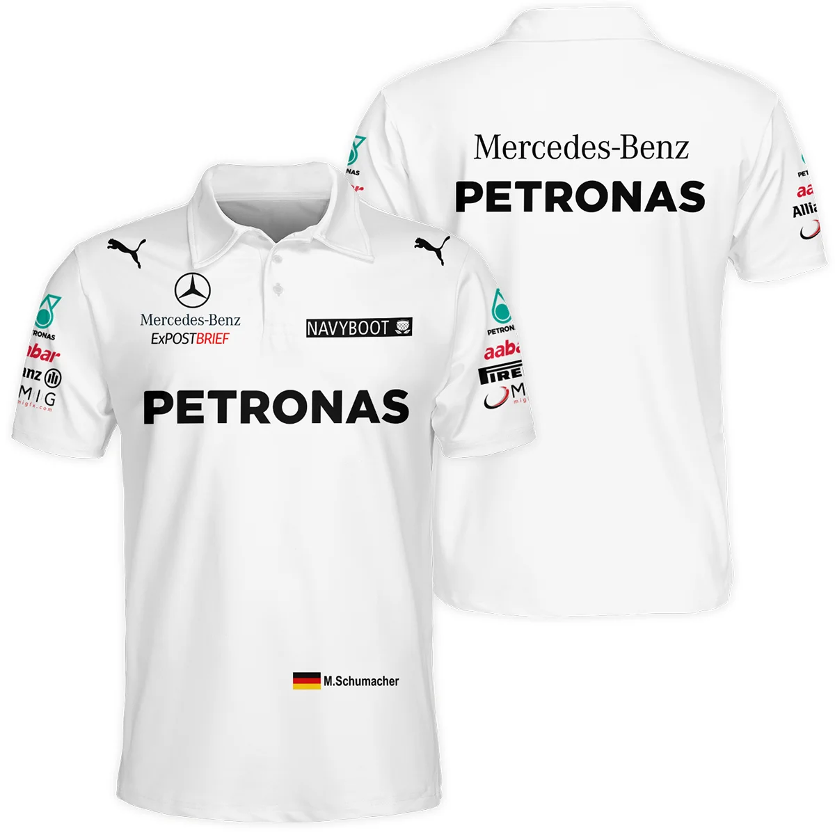 2012 Michael Schumacher Race Suit Mercedes F1 Polo Shirt BLVAMC020925A2PL
