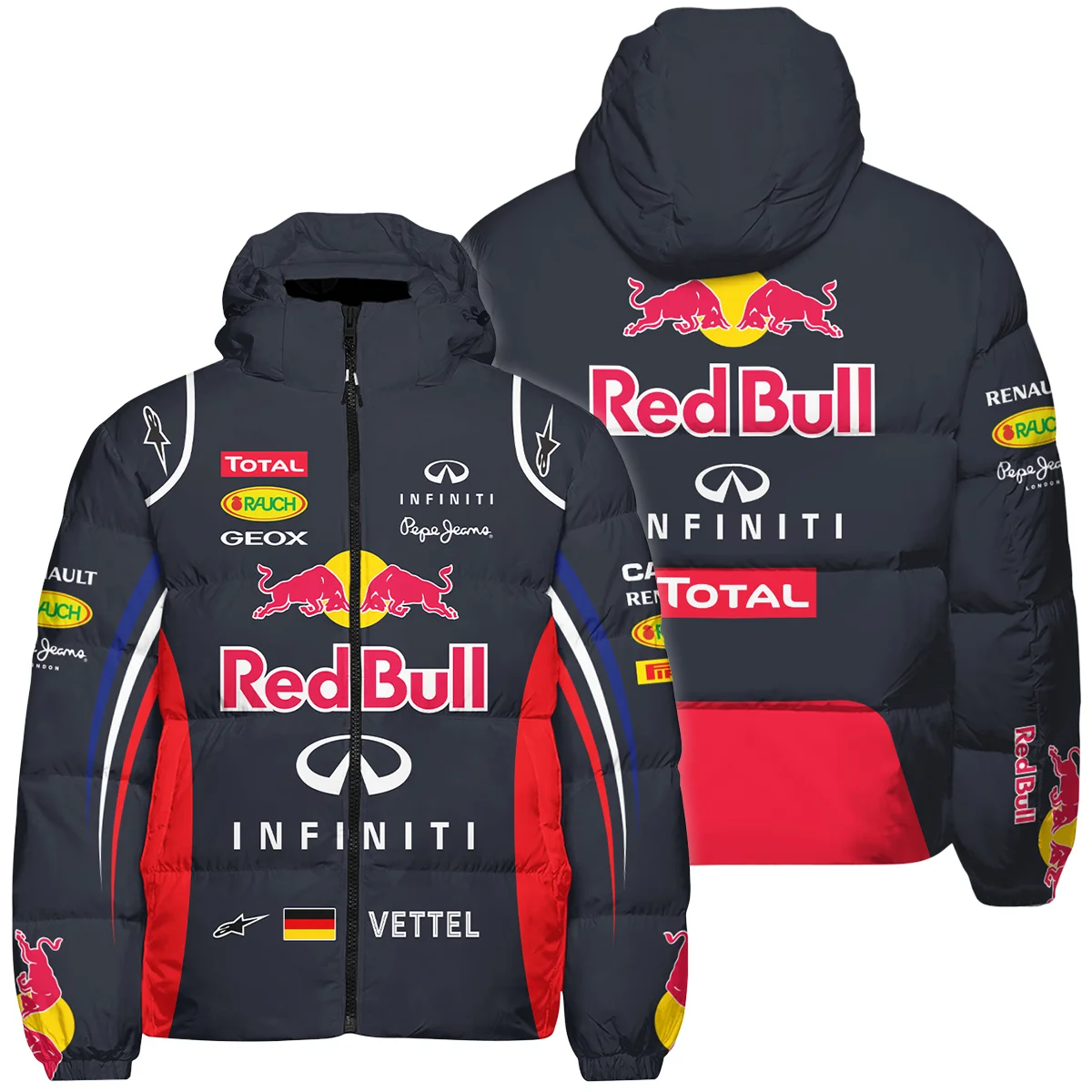 2012 Sebastian Vettel Racing Suit Red Bull Racing F1 Down & Puffer Jackets BLVASV110925A5HCJ - Motorsport Lifestyle Wear