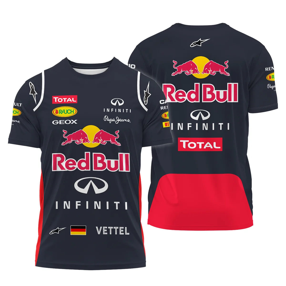 2012 Sebastian Vettel Racing Suit Red Bull Racing F1 T-Shirt BLVASV110925A5TS - Formula Racing Apparel