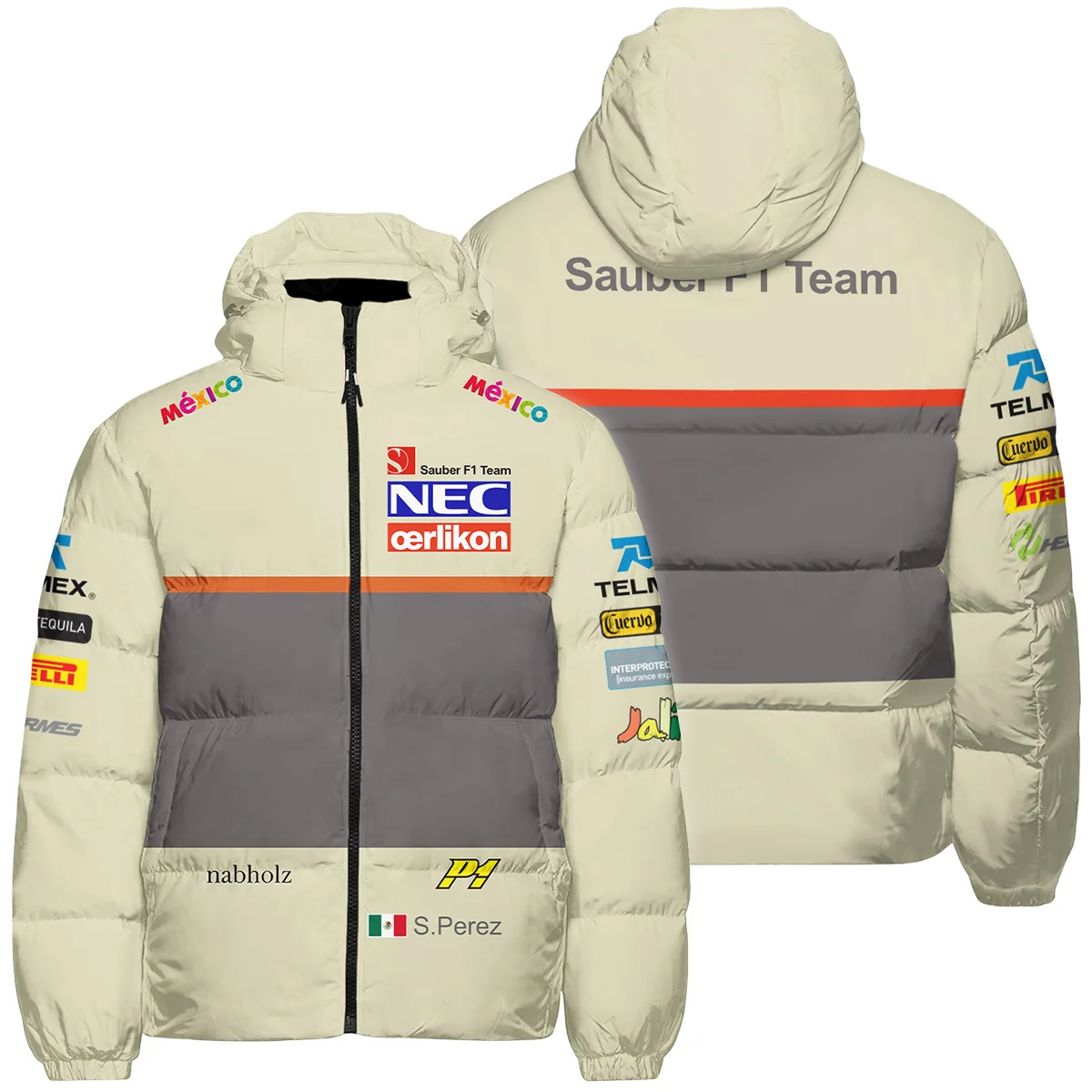 2012 Sergio Perez Racing Suit Sauber F1 Down & Puffer Jackets BLVASP170925A10HCJ - Race Day Design