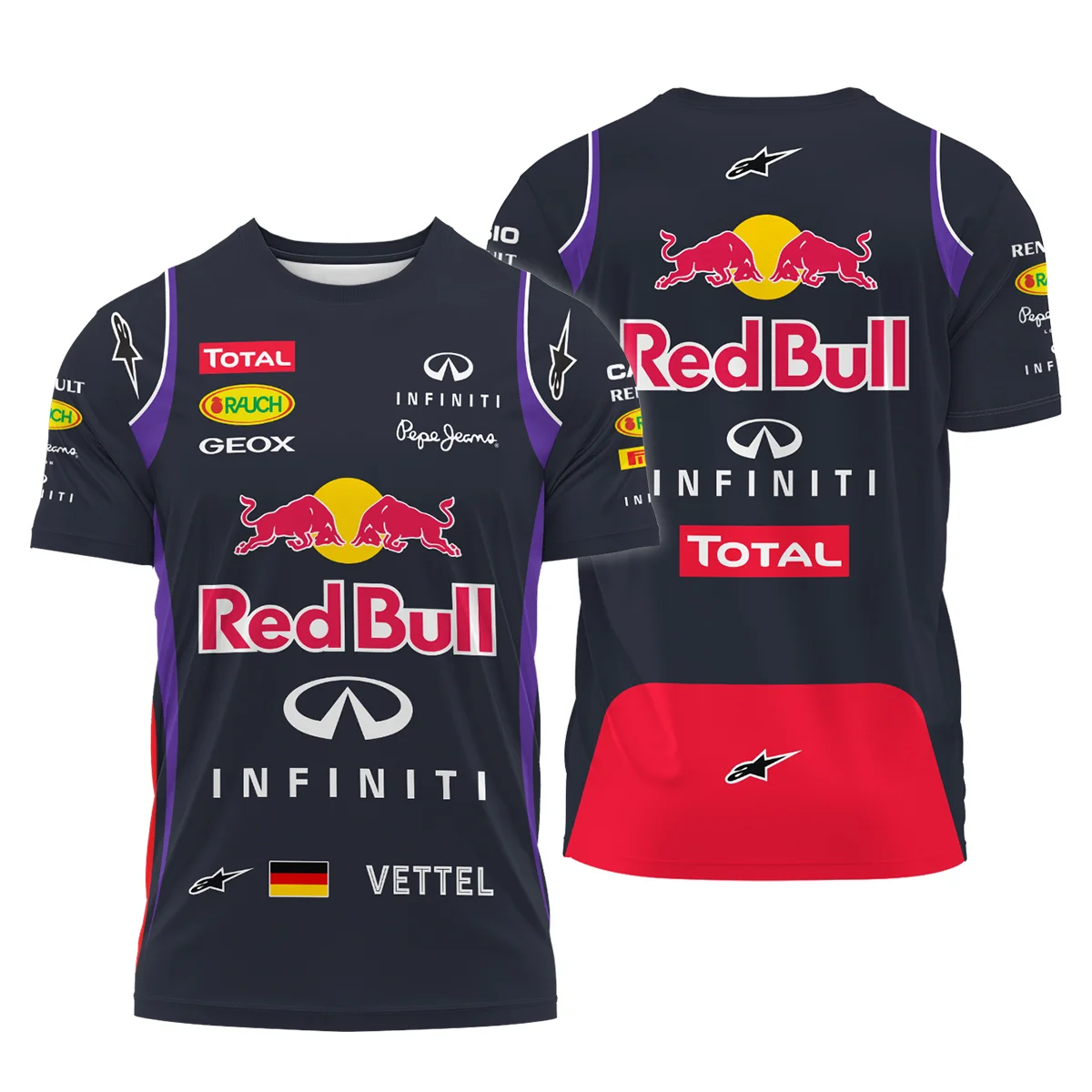 2013 Sebastian Vettel Racing Suit Red Bull Racing F1 T-Shirt BLVASV110925A4TS - Race Day Design