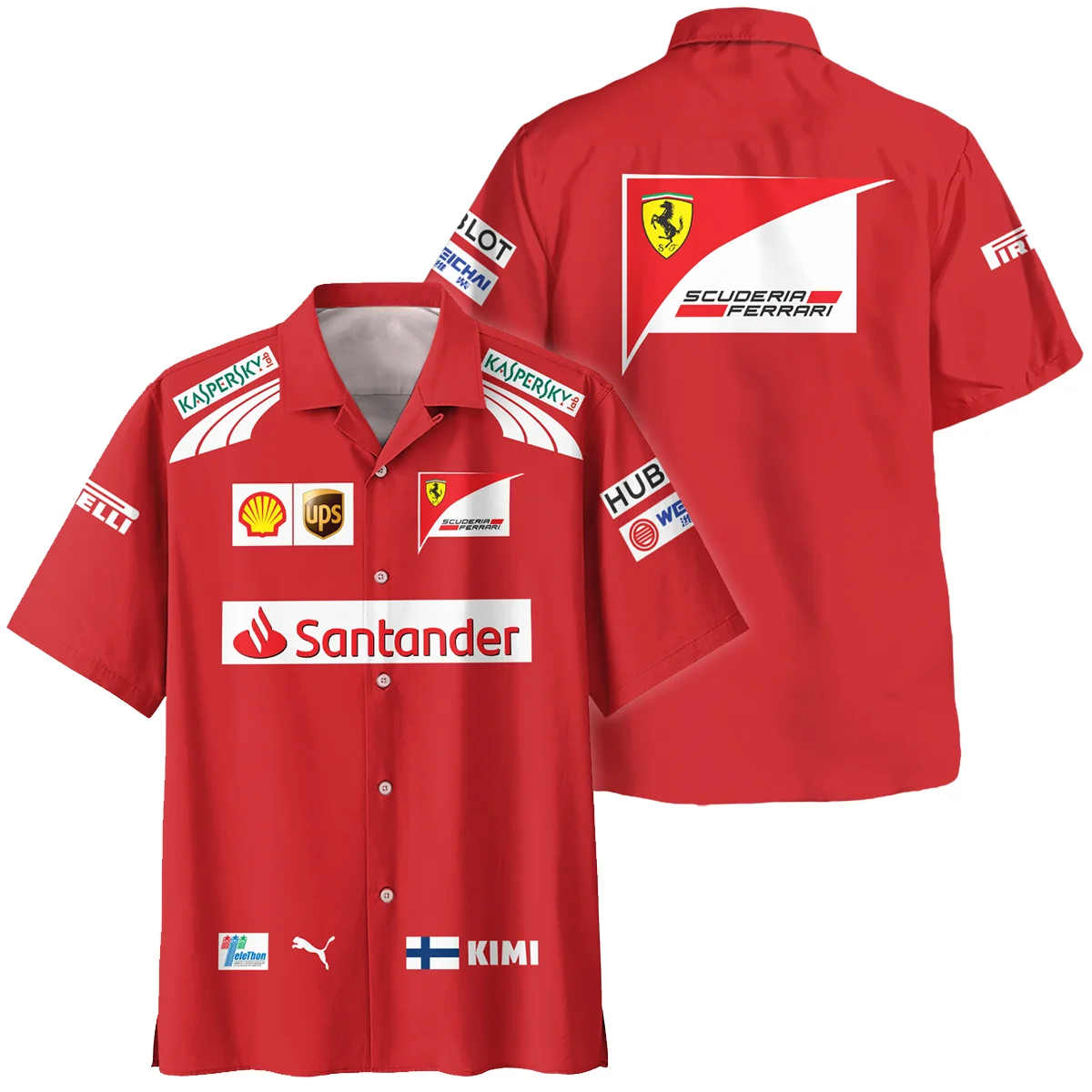 2014 Kimi Raikkonen Racing Suit Ferrari F1 Hawaiian Shirt BLVAKR191125A11HW - Formula Racing Apparel