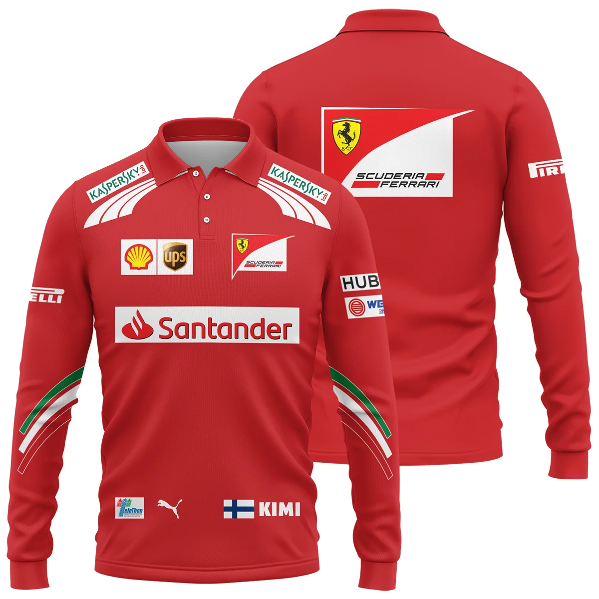 2014 Kimi Raikkonen Racing Suit Ferrari F1 Long Polo Shirt BLVAKR191125A11LPL - Race Day Design