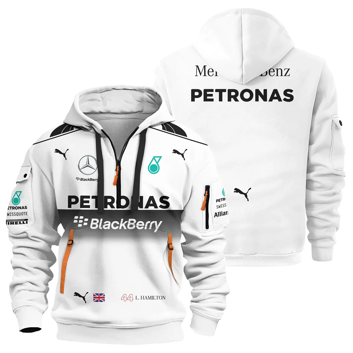 2014 Lewis Hamilton Racing Suit Mercedes F1 Hoodie Half Zip BLVALH260825A8HDF - Race Day Design