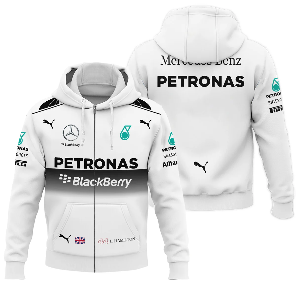 2014 Lewis Hamilton Racing Suit Mercedes F1 Zipper Hoodie BLVALH260825A8ZHD - Race Day Outfit