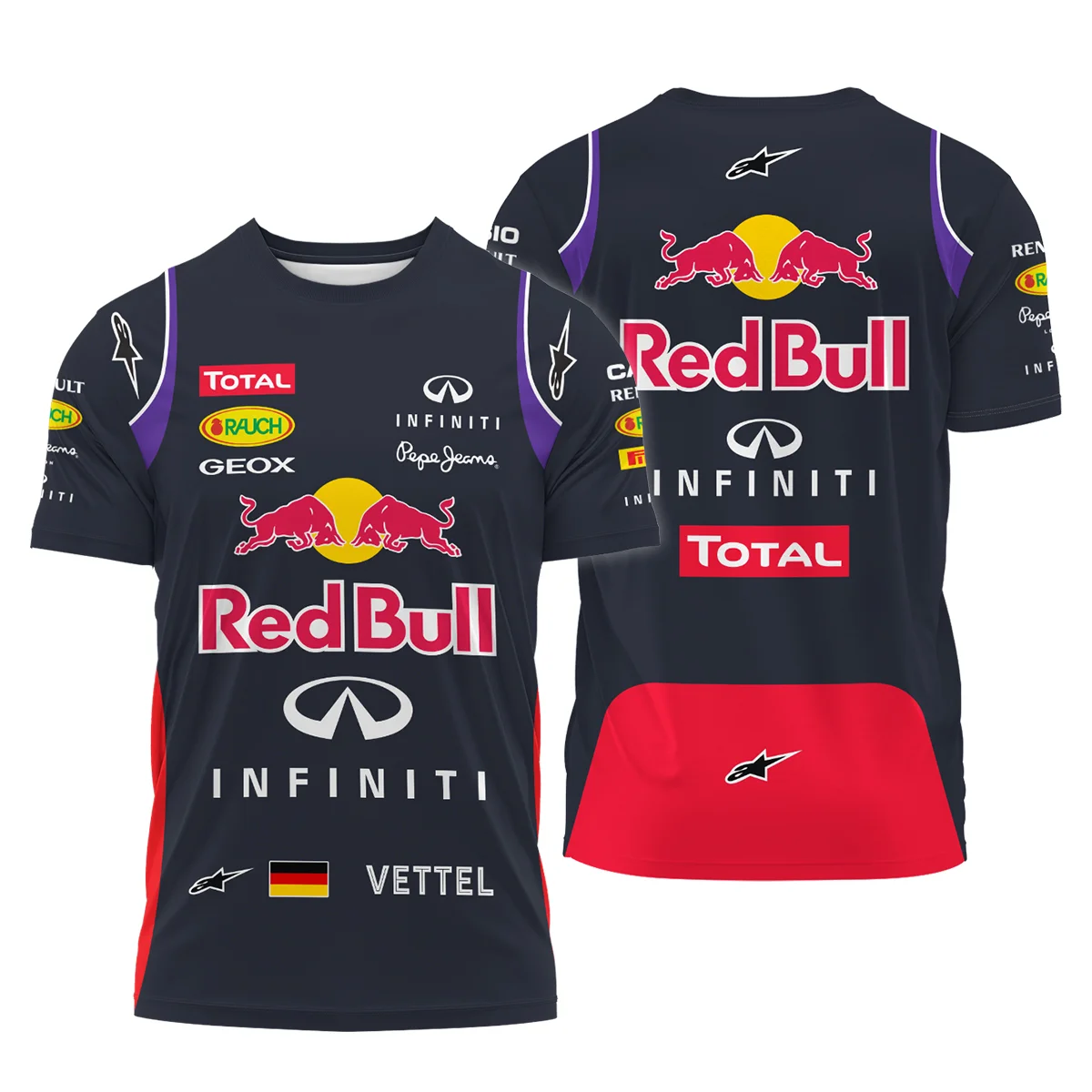 2014 Sebastian Vettel Racing Suit Red Bull Racing F1 T-Shirt BLVASV110925A3TS - Race Day Outfit