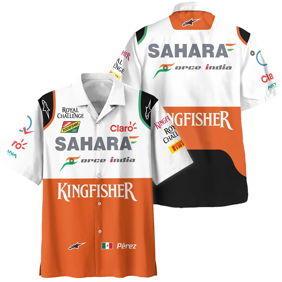 2014 Sergio Perez Racing Suit Force India F1 Hawaiian Shirt BLVASP170925A8HW - Race Day Design