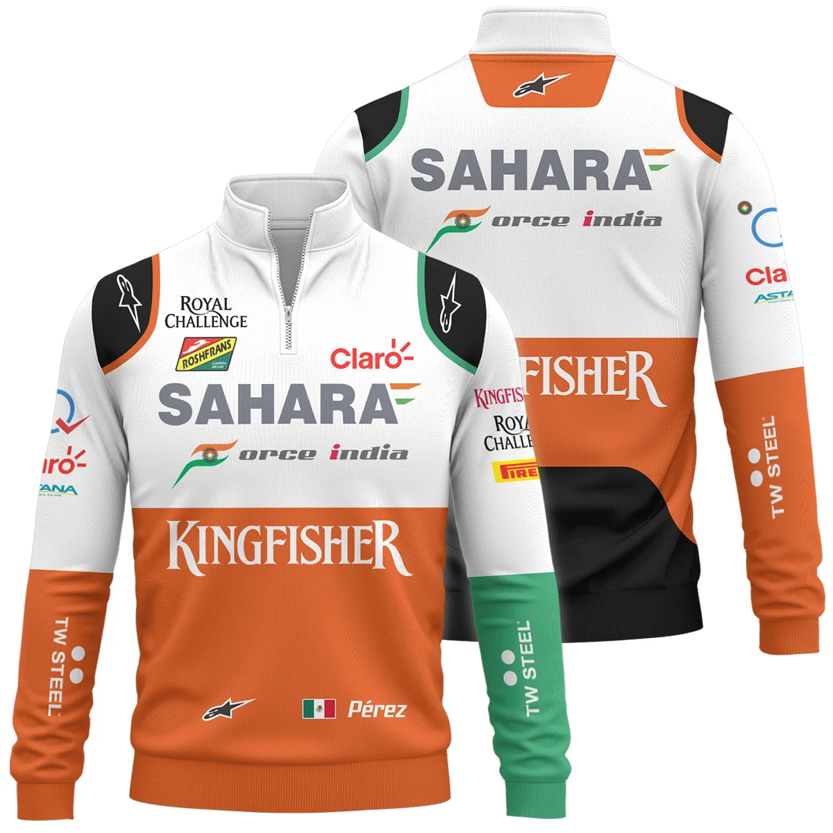 2014 Sergio Perez Racing Suit Force India F1 Quarter-Zip Sweatshirt BLVASP170925A8QZS - Race Day Outfit