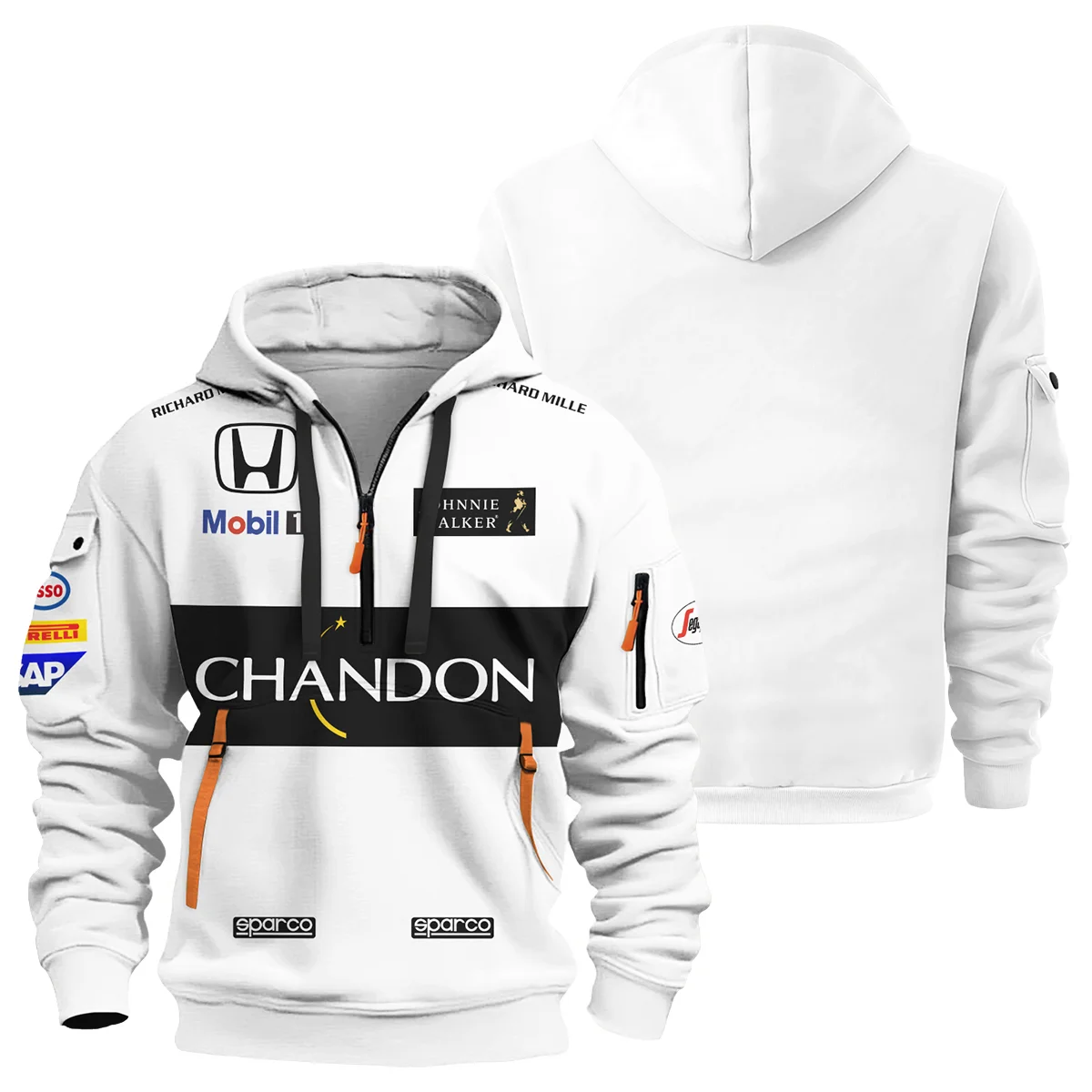 2015 Fernando Alonso Racing Suit McLaren F1 Hoodie Half Zip BLVAFA030925A2HDF - F1 Fan Gear