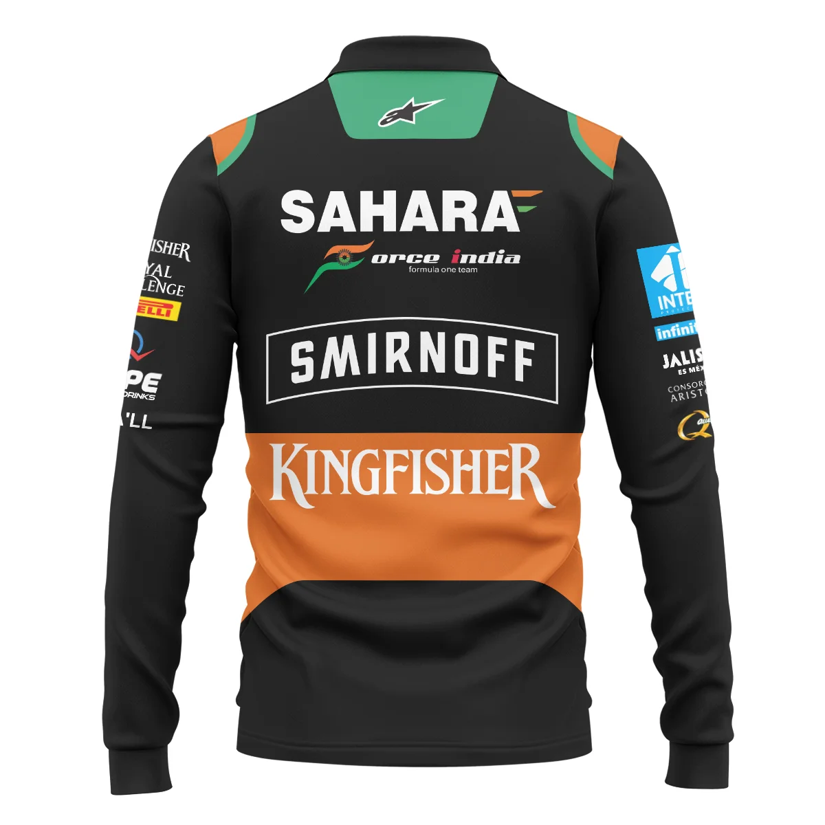 2015 Sergio Perez Racing Suit Force India F1 Long Polo Shirt BLVASP170925A7LPL - Image 3