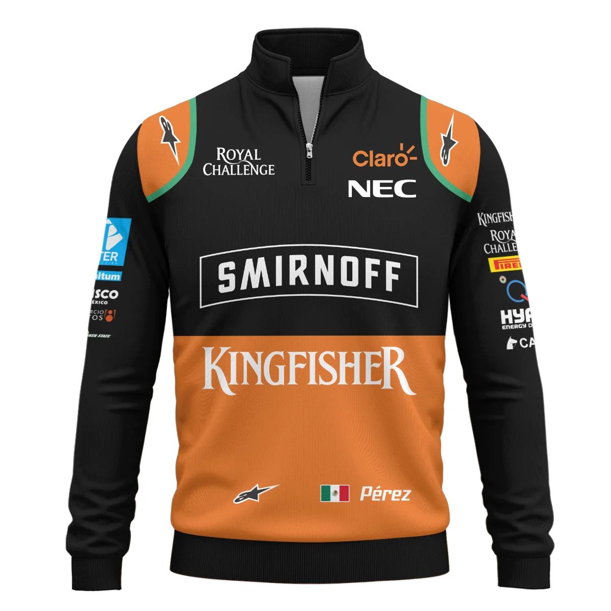 2015 Sergio Perez Racing Suit Force India F1 Quarter-Zip Sweatshirt BLVASP170925A7QZS - Image 2