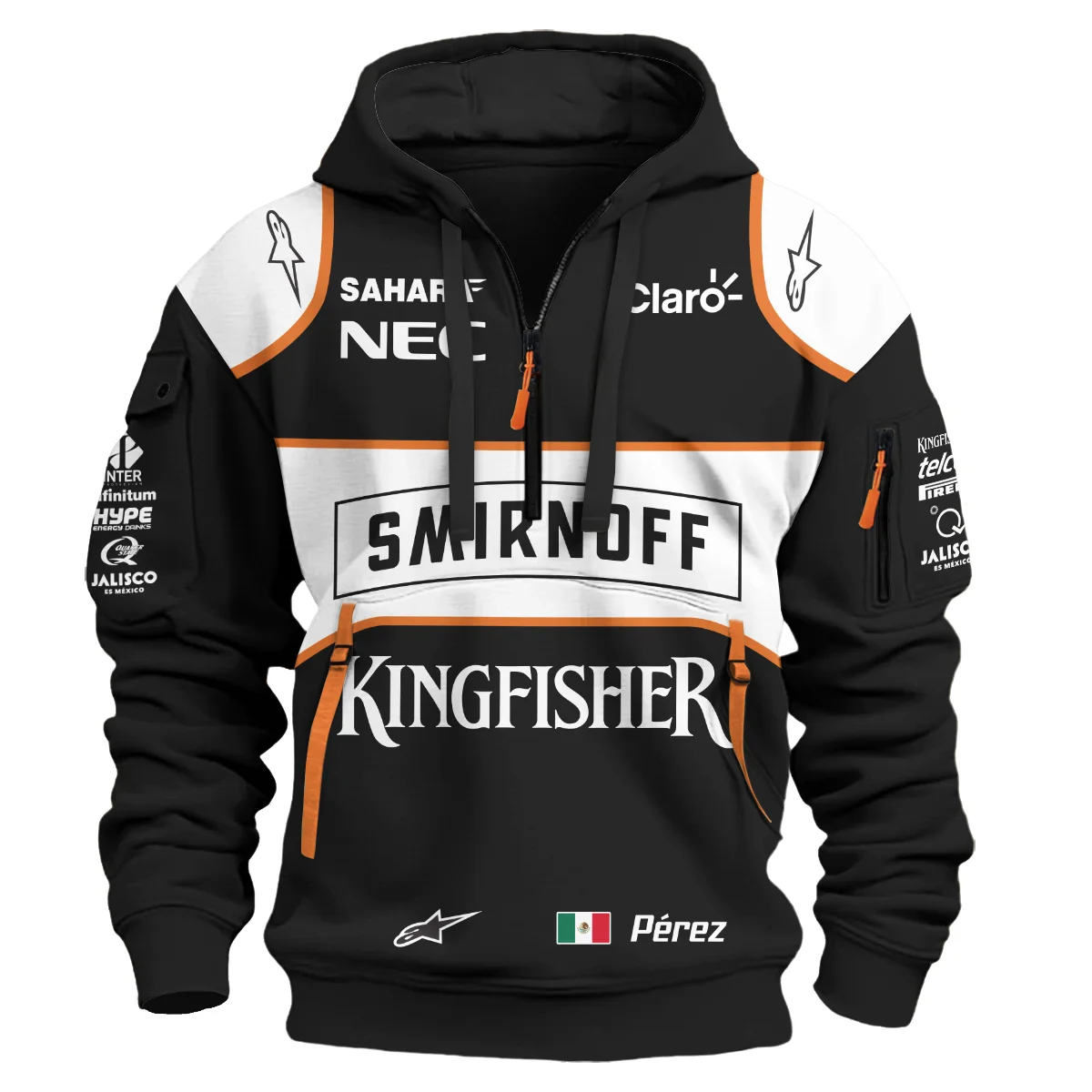 2016 Sergio Perez Racing Suit Force India F1 Hoodie Half Zip BLVASP170925A6HDF - Image 2