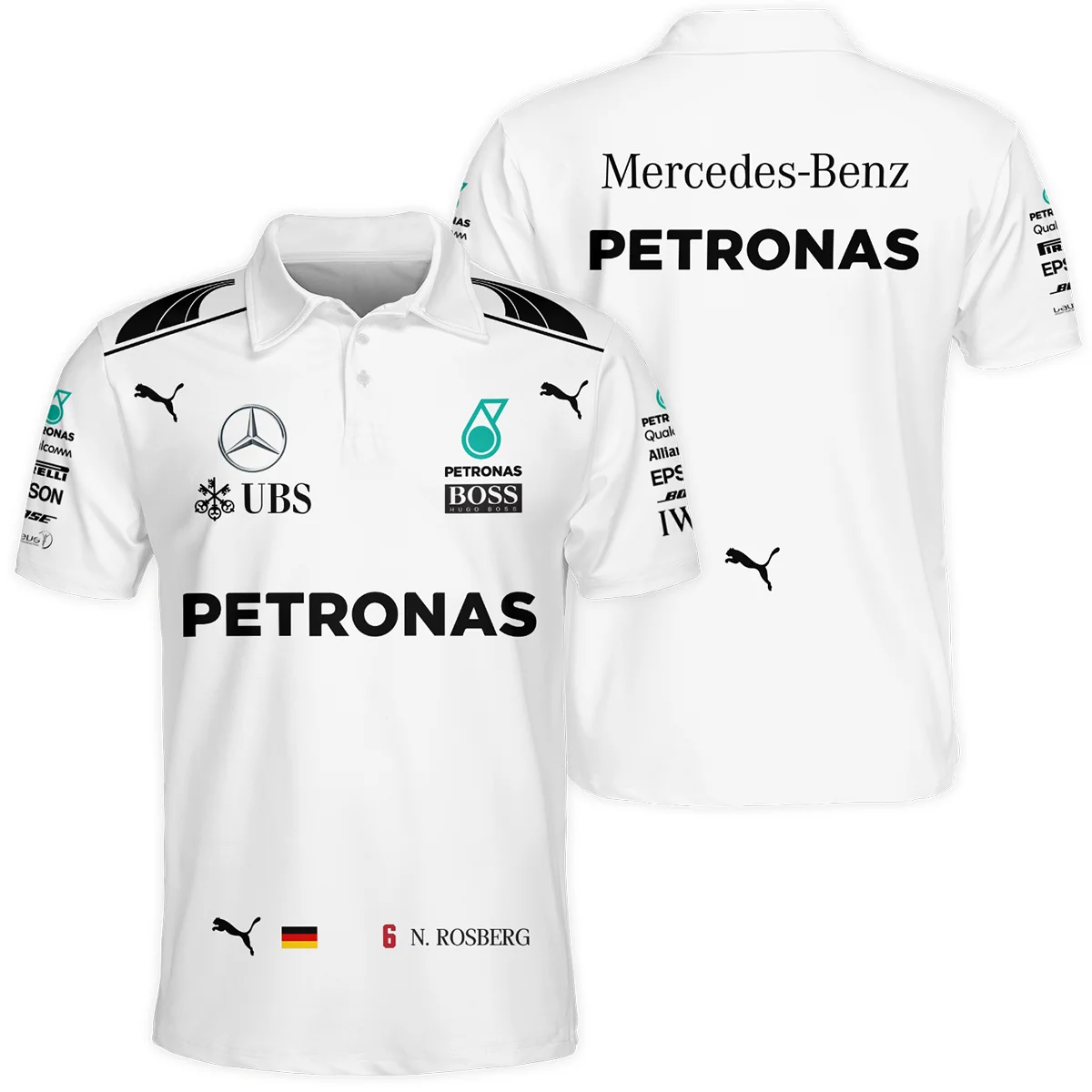 2016 WDC Nico Rosberg Racing Suit Mercedes F1 Polo Shirt BLVANR281125A1PL - Racing Lifestyle Clothing