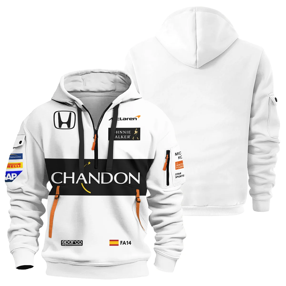 2017 Fernando Alonso Racing Suit McLaren F1 Hoodie Half Zip BLVAFA030925A1HDF - Racing Lifestyle Clothing