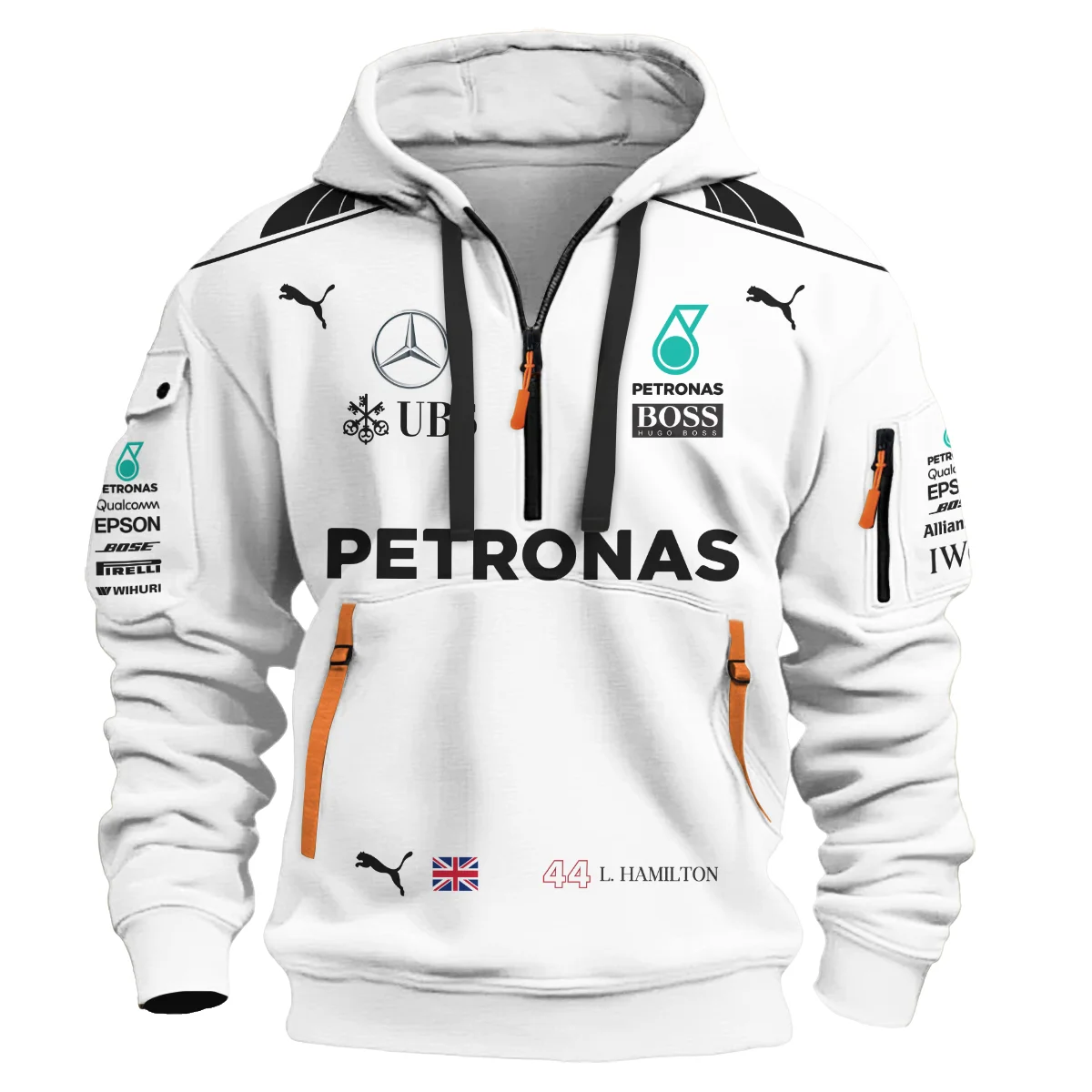 2017 Lewis Hamilton Racing Suit Mercedes F1 Hoodie Half Zip BLVALH260825A7HDF - Image 2