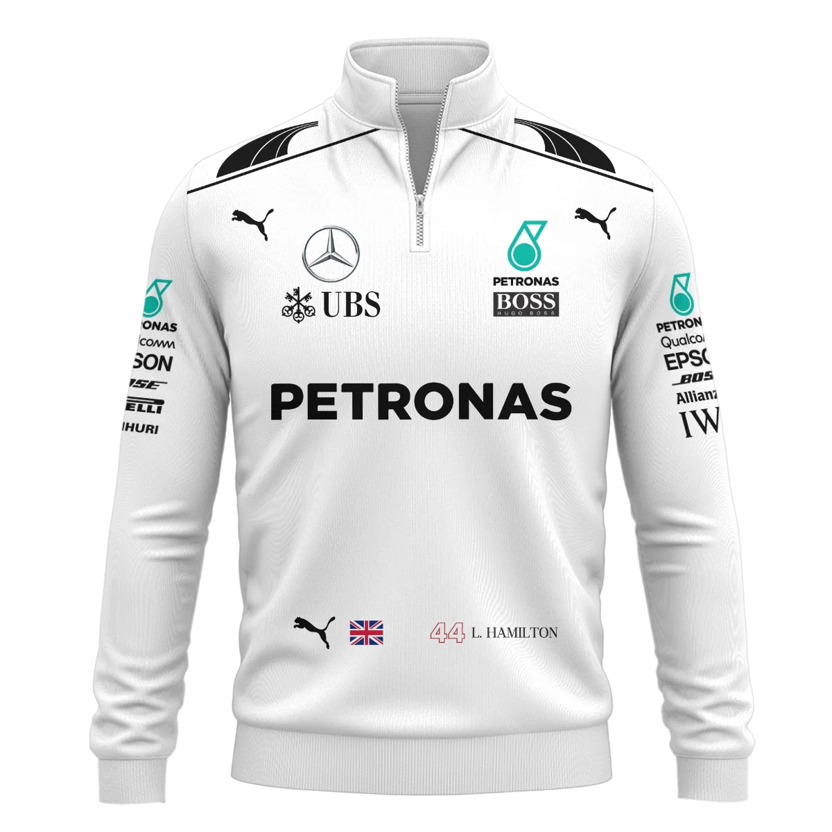 2017 Lewis Hamilton Racing Suit Mercedes F1 Quarter-Zip Sweatshirt BLVALH260825A7QZS - Image 2