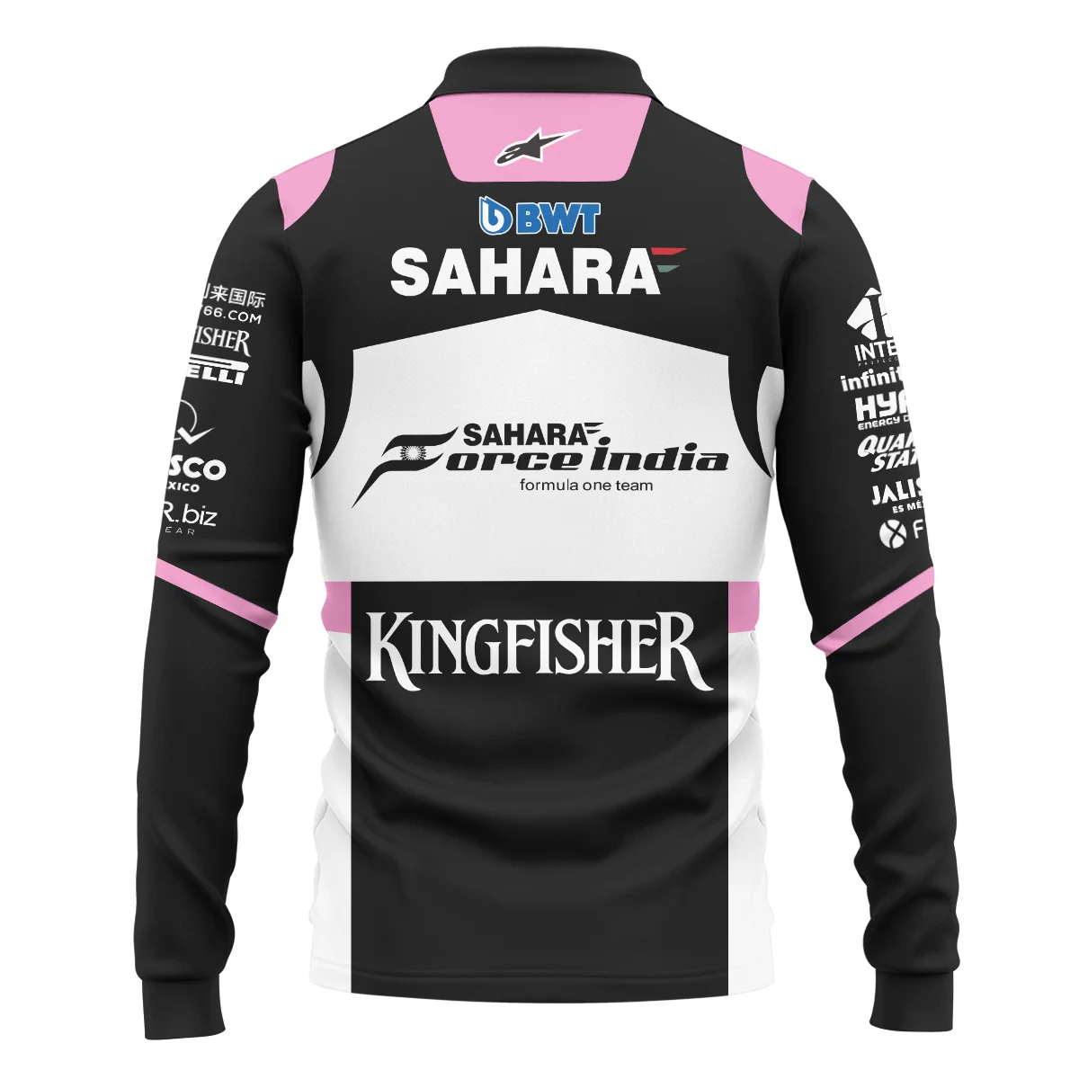 2017 Sergio Perez Racing Suit Force India F1 Long Polo Shirt BLVASP170925A5LPL - Image 3