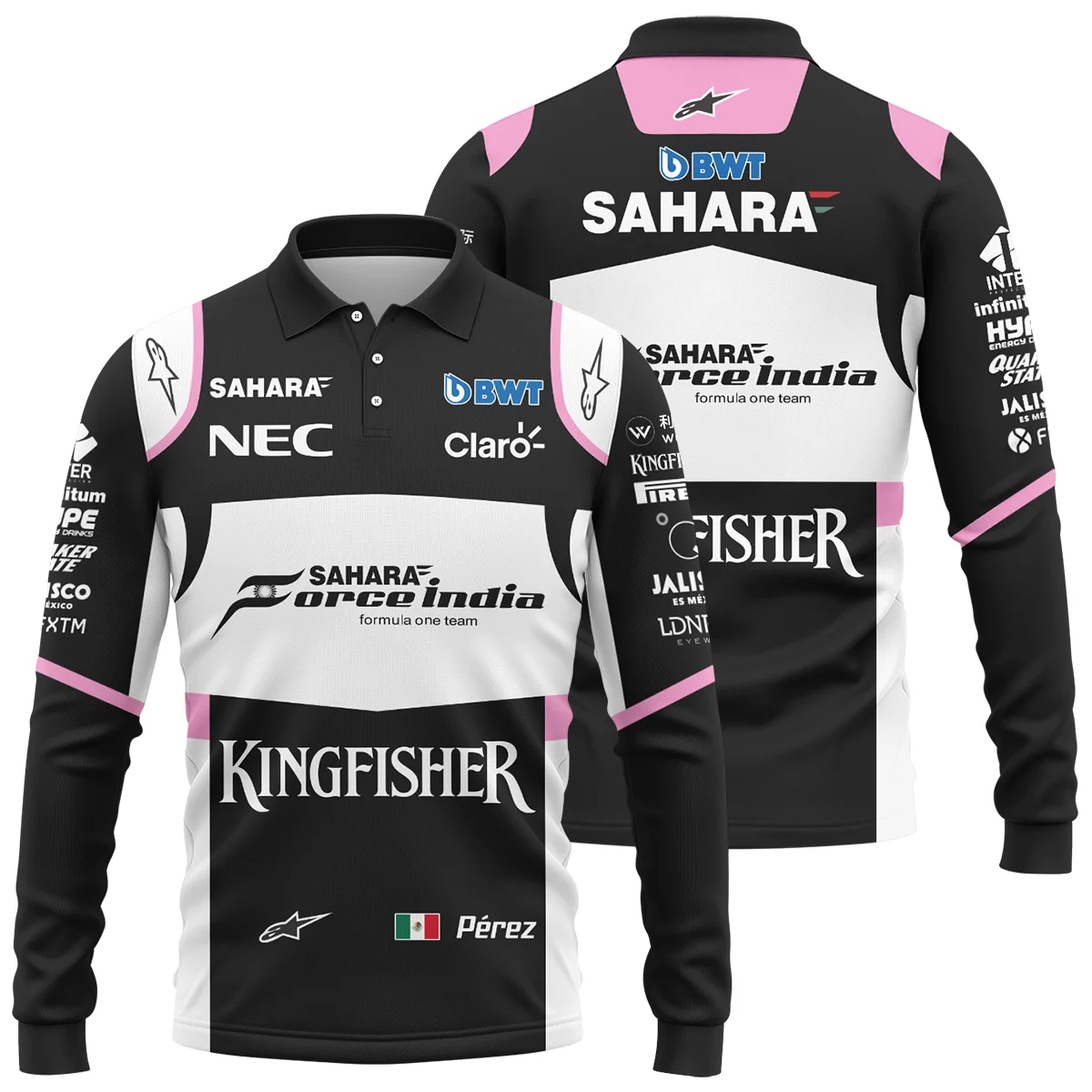 2017 Sergio Perez Racing Suit Force India F1 Long Polo Shirt BLVASP170925A5LPL