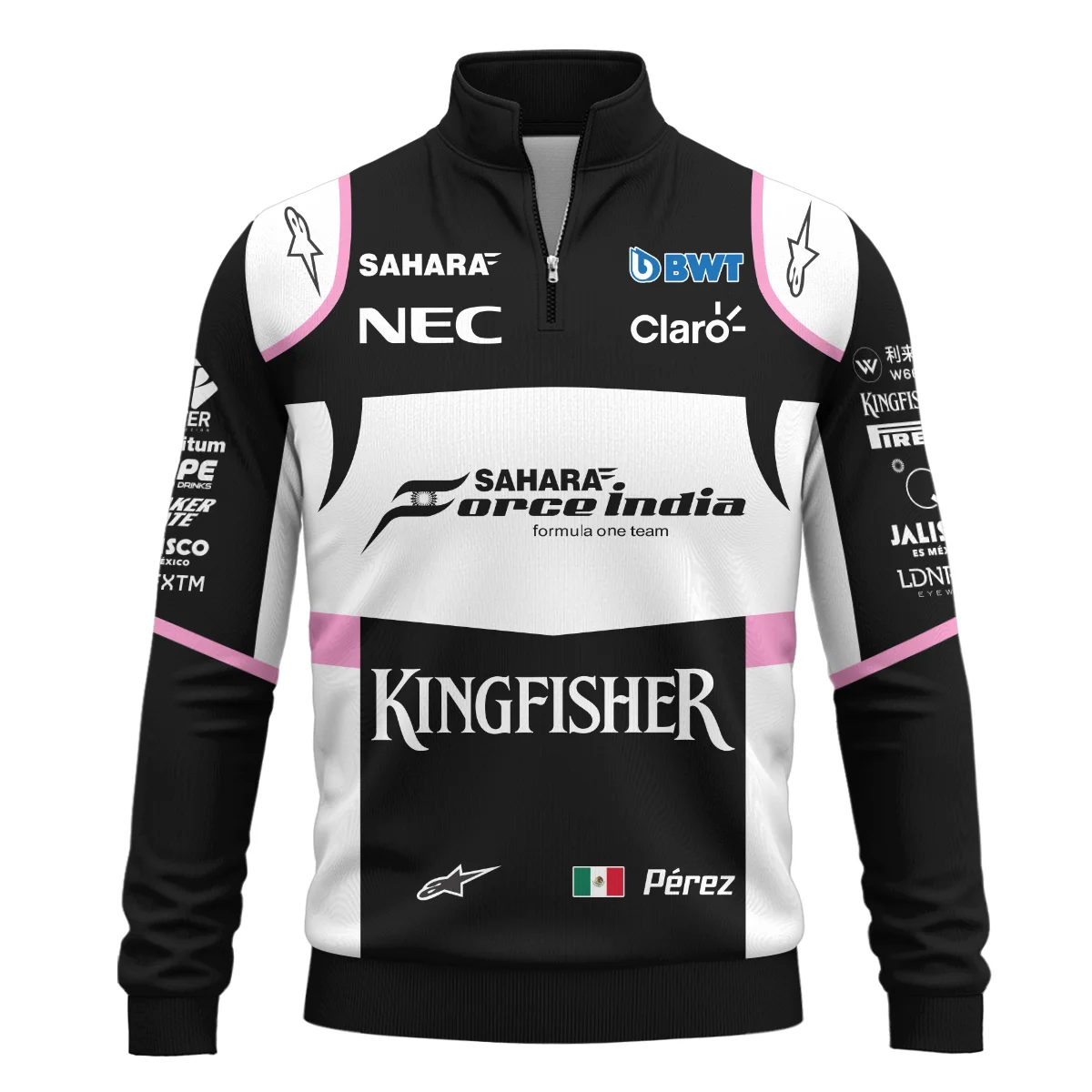 2017 Sergio Perez Racing Suit Force India F1 Quarter-Zip Sweatshirt BLVASP170925A5QZS - Image 2