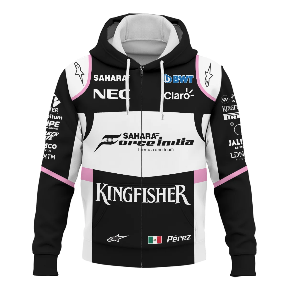 2017 Sergio Perez Racing Suit Force India F1 Zipper Hoodie BLVASP170925A5ZHD - Image 2