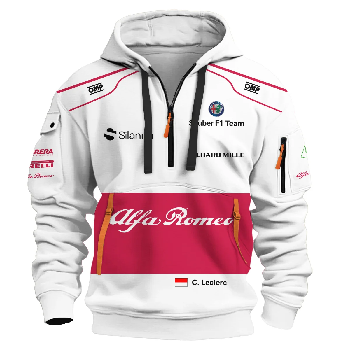 2018 Charles Leclerc Racing Suit Alfa Romeo Sauber F1 Hoodie Half Zip BLVACL260825A6HDF - Image 2