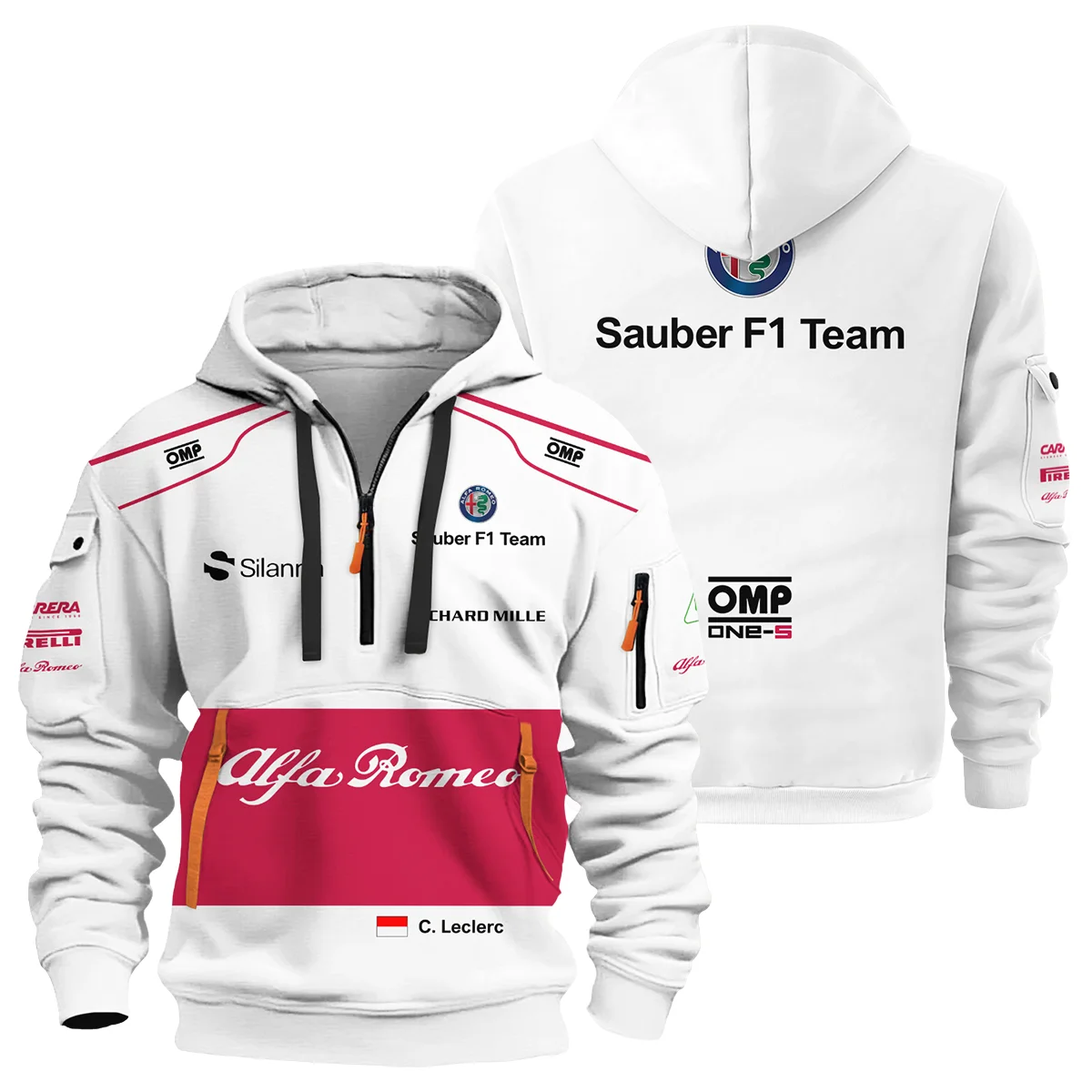 2018 Charles Leclerc Racing Suit Alfa Romeo Sauber F1 Hoodie Half Zip BLVACL260825A6HDF