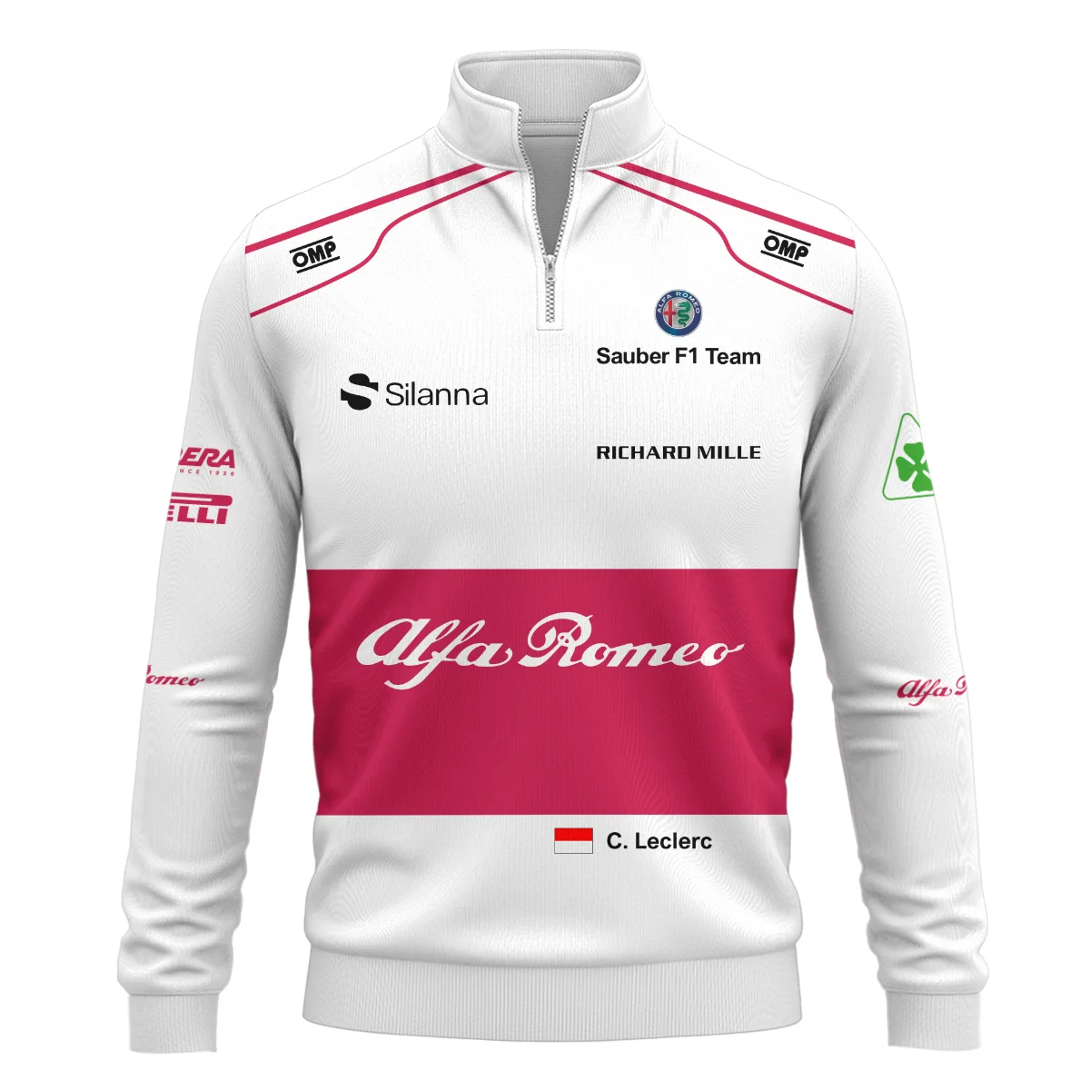 2018 Charles Leclerc Racing Suit Alfa Romeo Sauber F1 Quarter-Zip Sweatshirt BLVACL260825A6QZS - Image 2