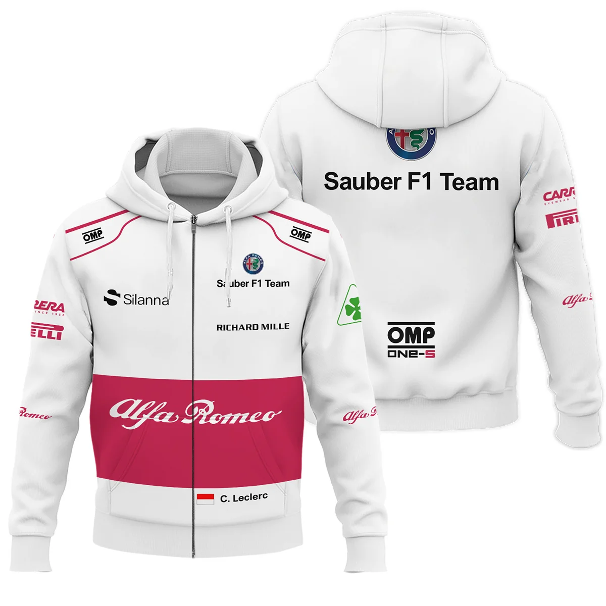 2018 Charles Leclerc Racing Suit Alfa Romeo Sauber F1 Zipper Hoodie BLVACL260825A6ZHD