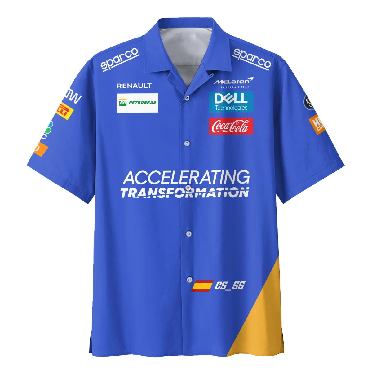 2019 Carlos Sainz Racing Suit McLaren F1 Hawaiian Shirt BLVACS190825A15HW - Image 2
