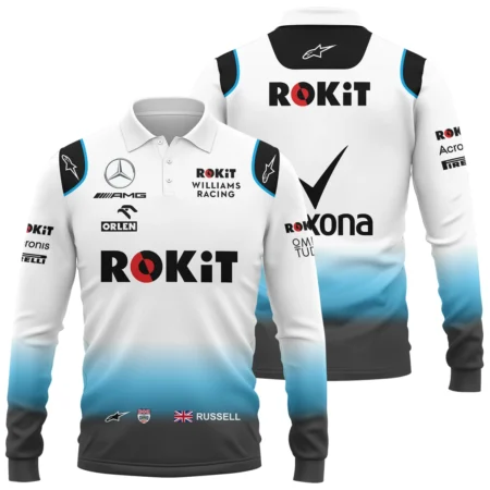 2019 George Russell Racing Suit Williams F1 Long Polo Shirt BLVAGR080925A5LPL - Formula Racing Apparel