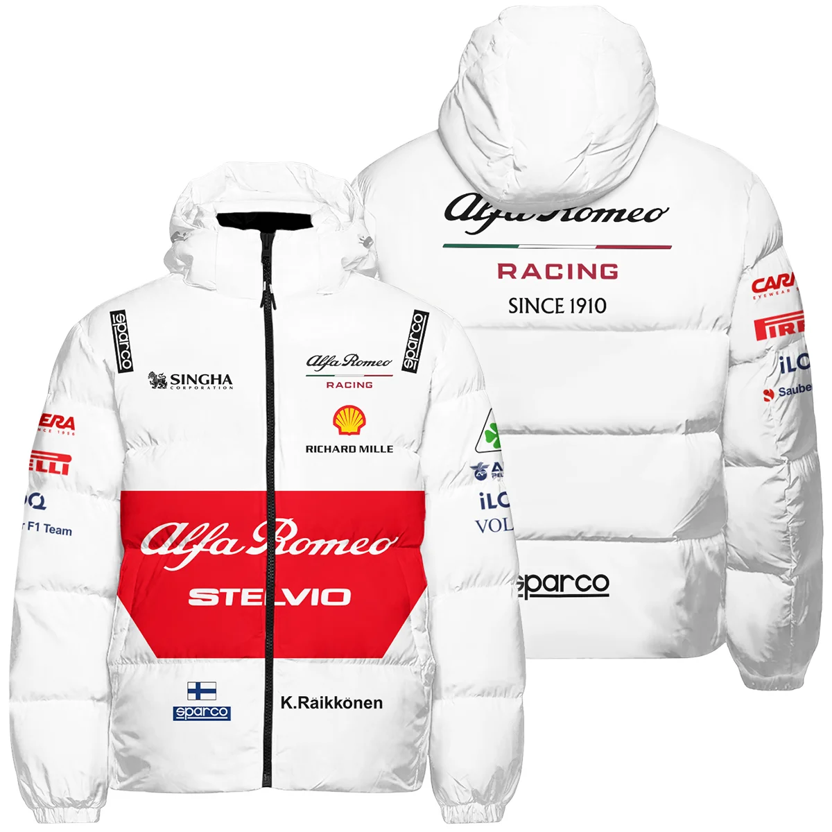 2019 Kimi Raikkonen Racing Suit Alfa Romeo F1 Down & Puffer Jackets BLVAKR191125A6HCJ