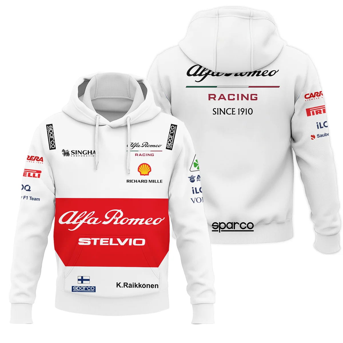 2019 Kimi Raikkonen Racing Suit Alfa Romeo F1 Hoodie BLVAKR191125A6HD