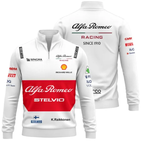 2019 Kimi Raikkonen Racing Suit Alfa Romeo F1 Quarter-Zip Sweatshirt BLVAKR191125A6QZS - Race Day Design