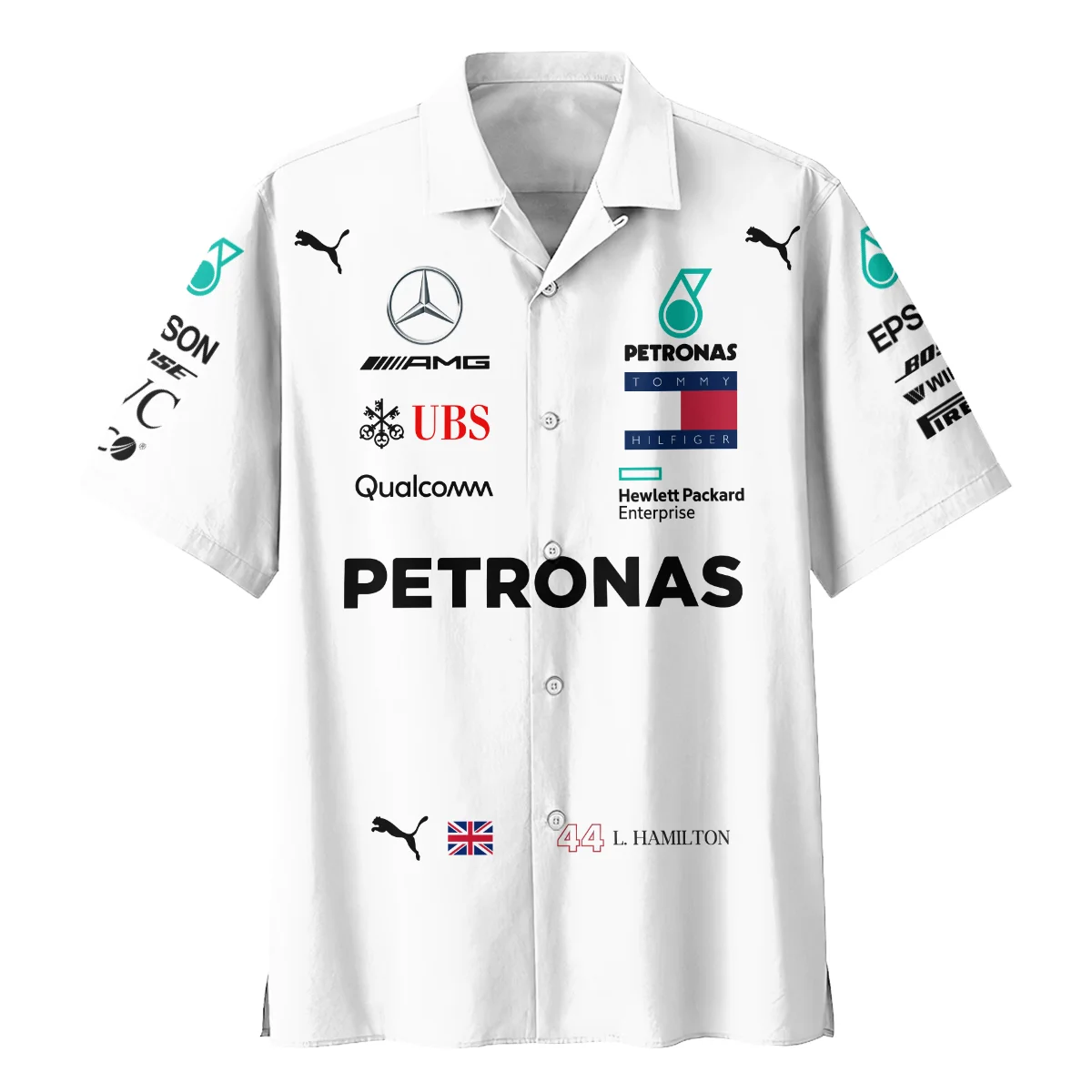 2019 Lewis Hamilton Racing Suit Mercedes F1 Hawaiian Shirt BLVALH260825A5HW - Image 2