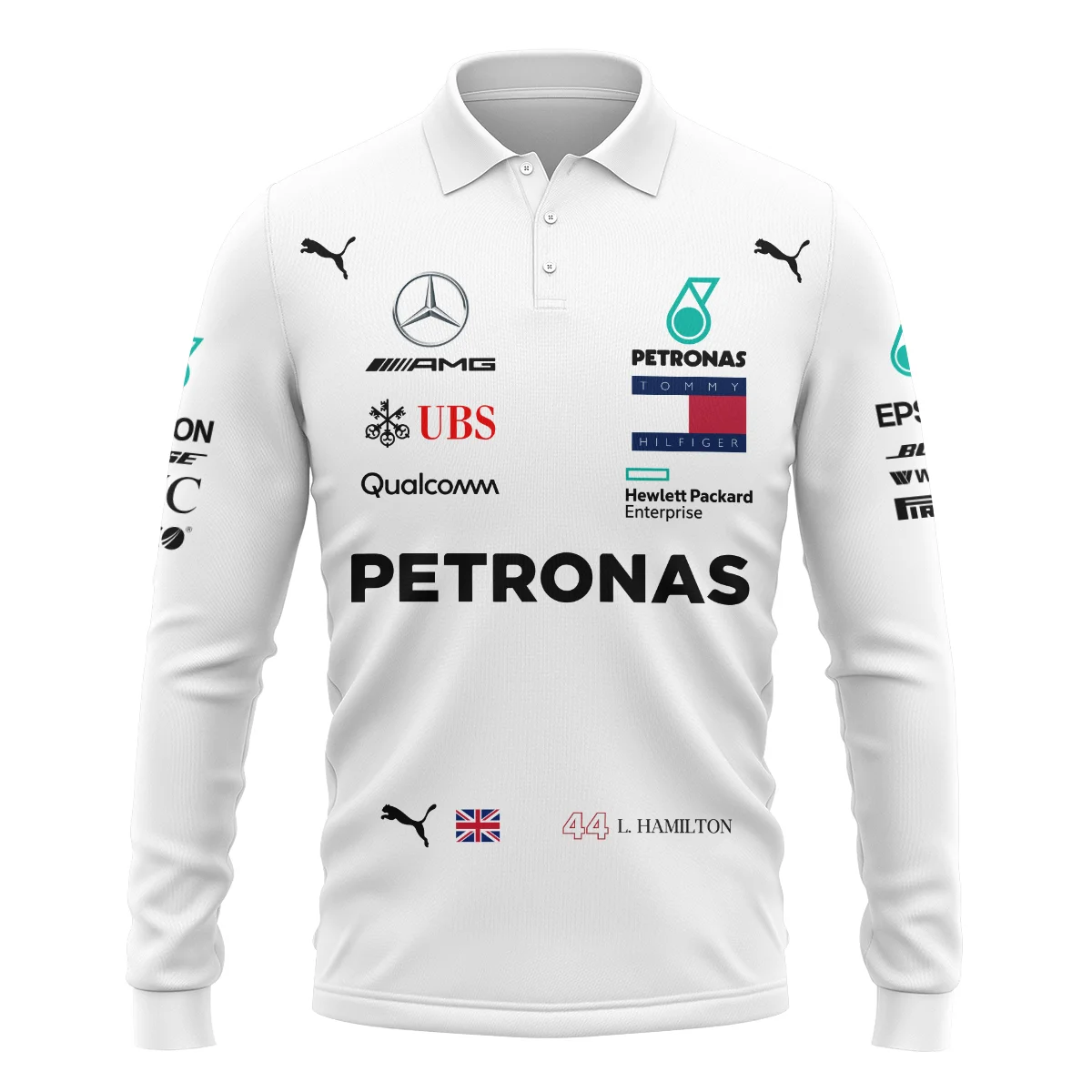 2019 Lewis Hamilton Racing Suit Mercedes F1 Long Polo Shirt BLVALH260825A5LPL - Image 2