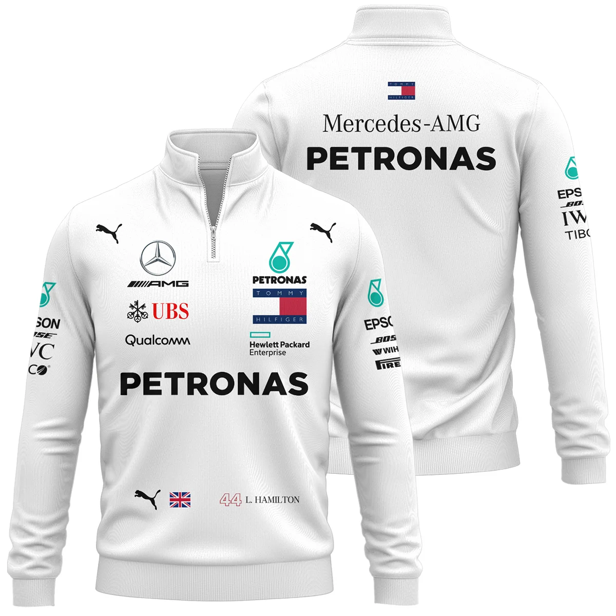 2019 Lewis Hamilton Racing Suit Mercedes F1 Quarter-Zip Sweatshirt BLVALH260825A5QZS