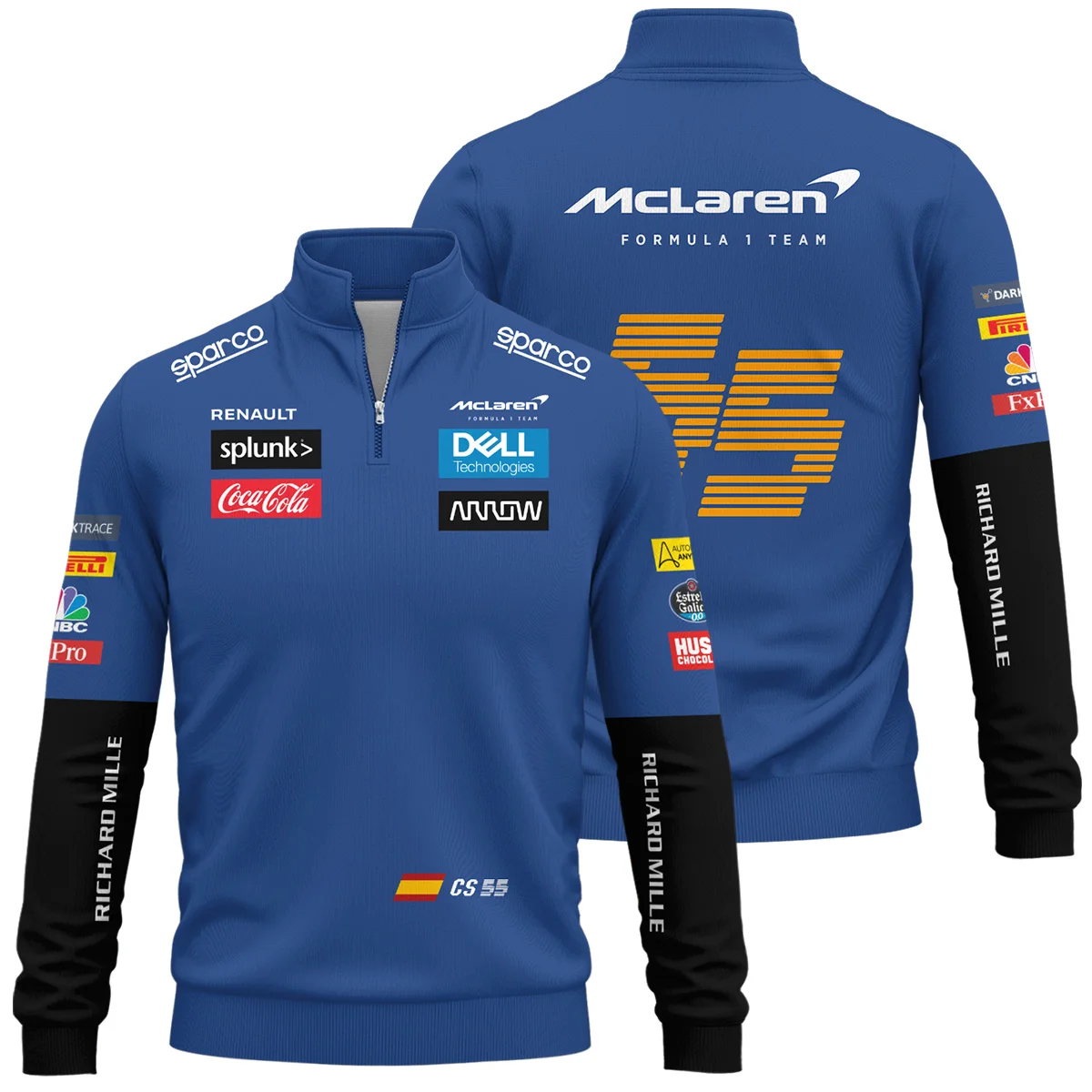 2020 Carlos Sainz Racing Suit McLaren F1 Quarter-Zip Sweatshirt BLVACS190825A16QZS - Race Day Outfit