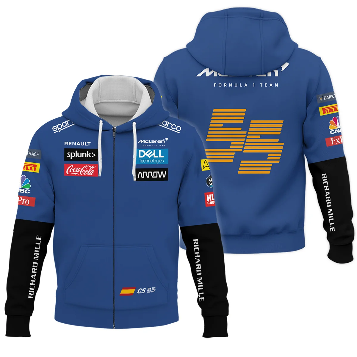 2020 Carlos Sainz Racing Suit McLaren F1 Zipper Hoodie BLVACS190825A16ZHD - Pit Lane Clothing