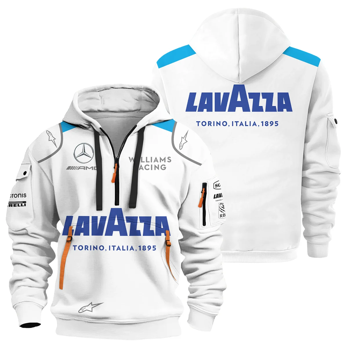 2020 George Russell Racing Suit Williams F1 Hoodie Half Zip BLVAGR080925A6HDF - Race Day Design