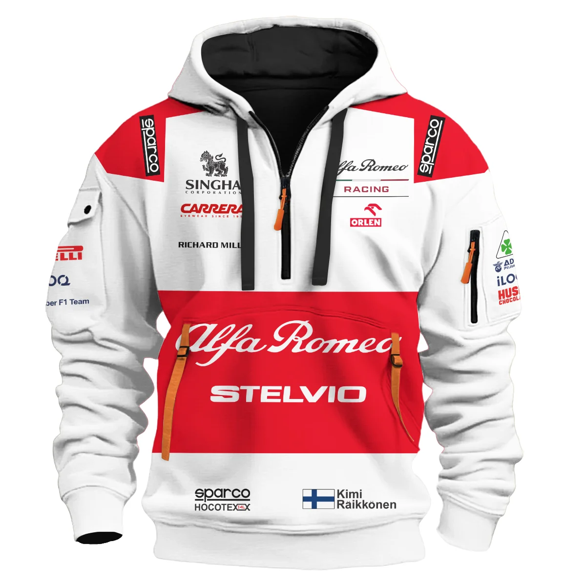 2020 Kimi Raikkonen Racing Suit Alfa Romeo F1 Hoodie Half Zip BLVAKR191125A7HDF - Image 2