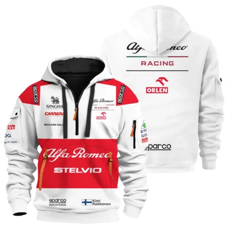 2020 Kimi Raikkonen Racing Suit Alfa Romeo F1 Hoodie Half Zip BLVAKR191125A7HDF - Formula Racing Apparel